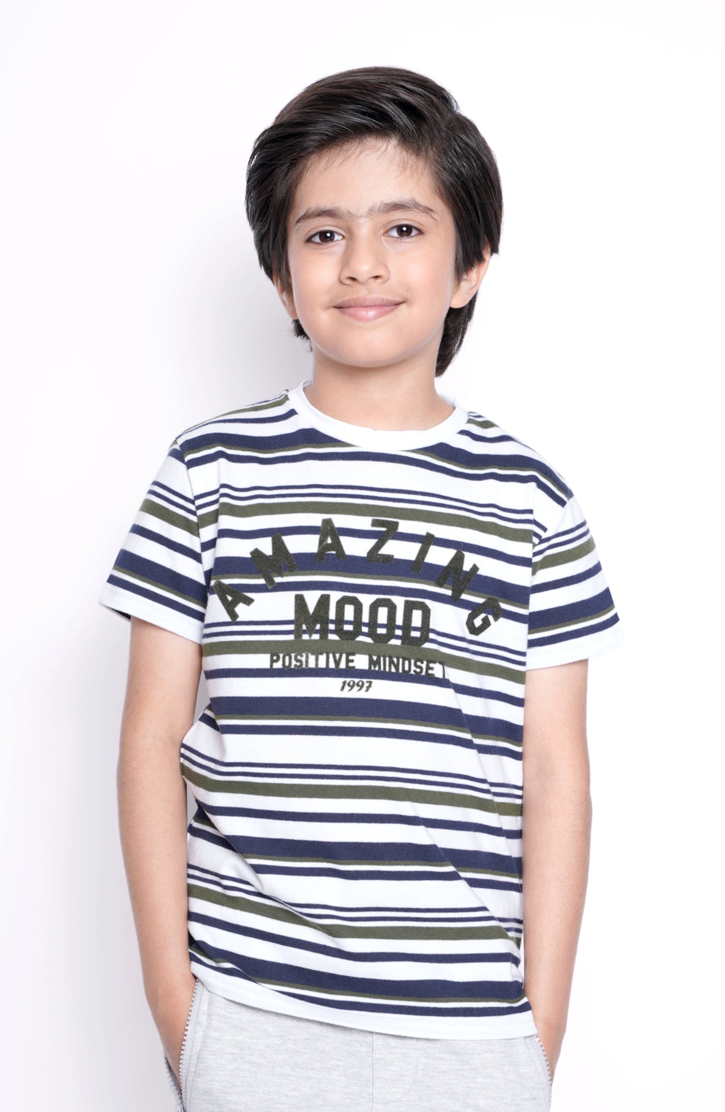 Striped T Shirt With Text Grap