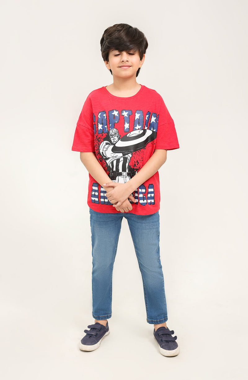 Boys Captain America Tee - BKT716125 - Shop Now at Leisure Club