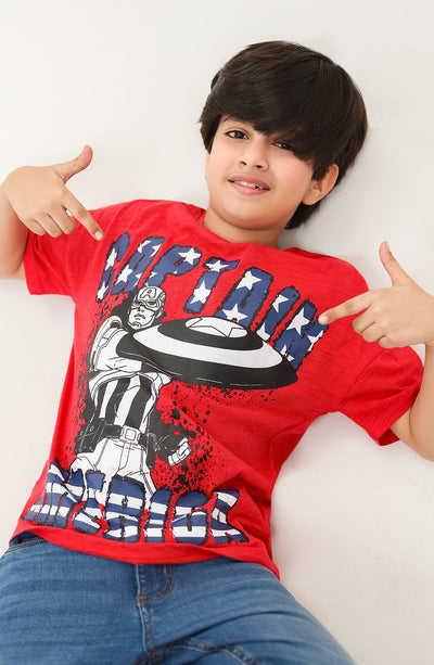 Boys Captain America Tee - BKT716125 - Shop Now at Leisure Club