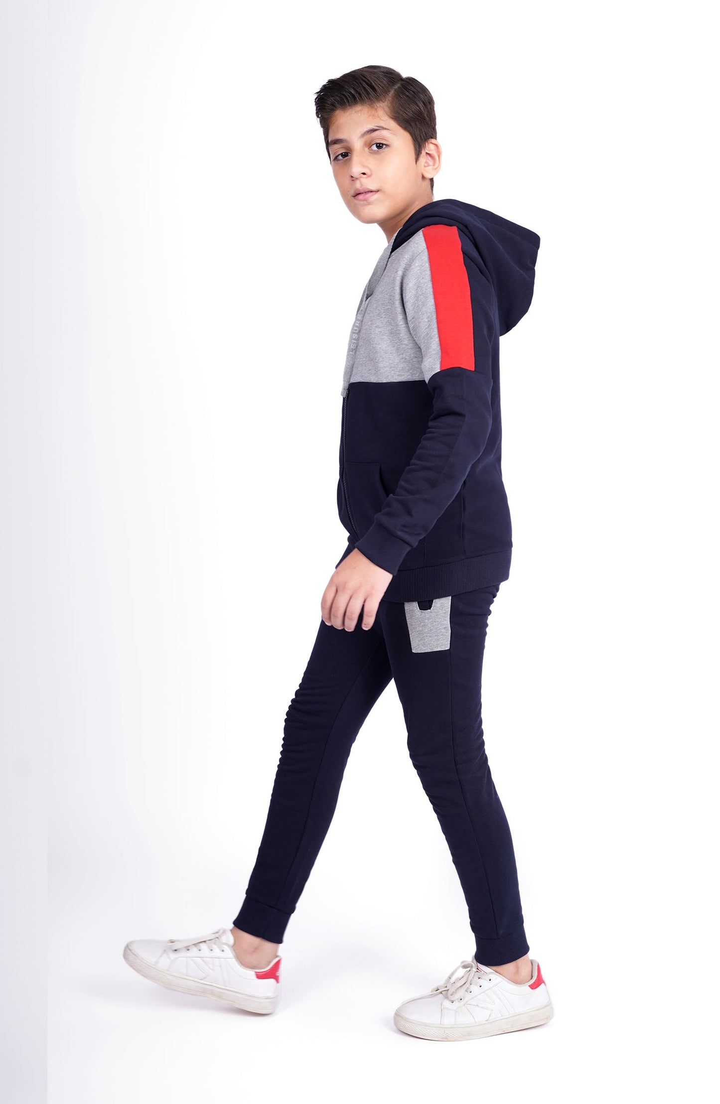 Color Block Zippier Hoodie Suit