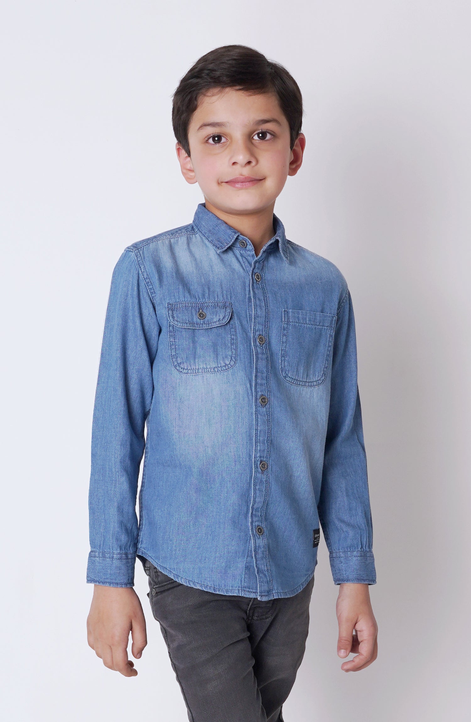 Boys Double Pocket Denim Shirt - BW702124 - Shop Now at Leisure Club