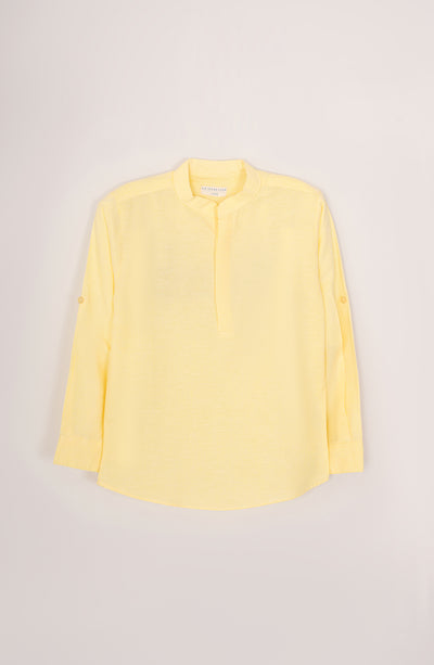 Boys Chambray Ban Collar Shirt