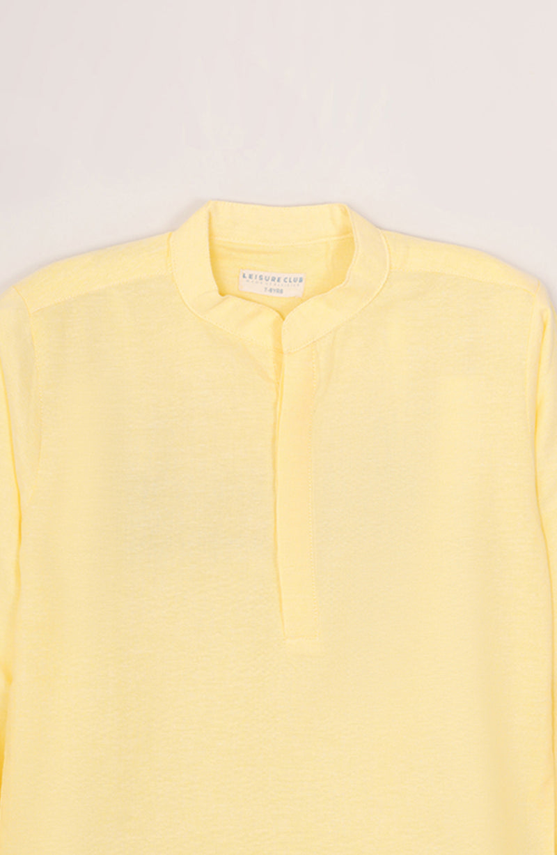Boys Chambray Ban Collar Shirt - BW714325 - Shop Now at Leisure Club
