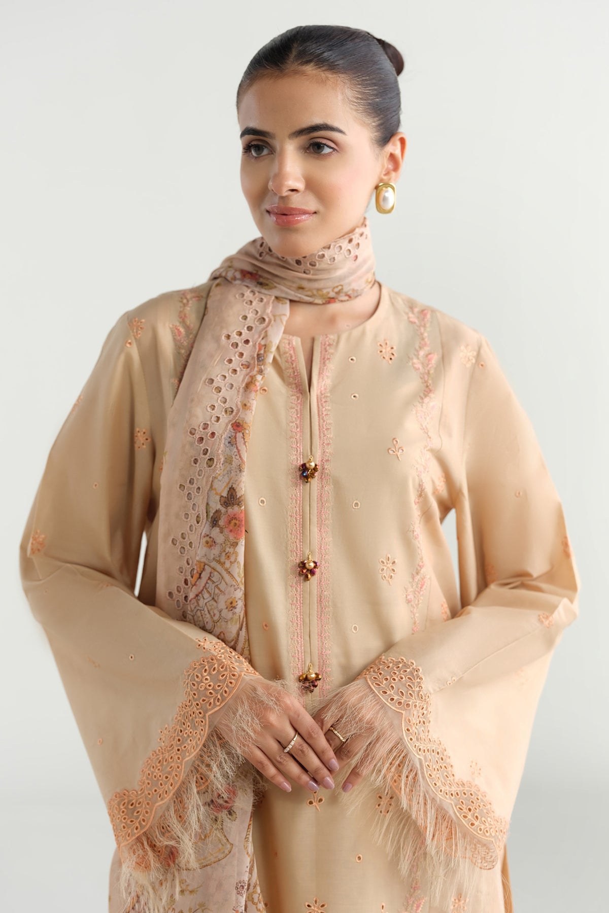 3 Piece - Printed & Embroidered Suit - C6166 - Shop Now at Kayseria