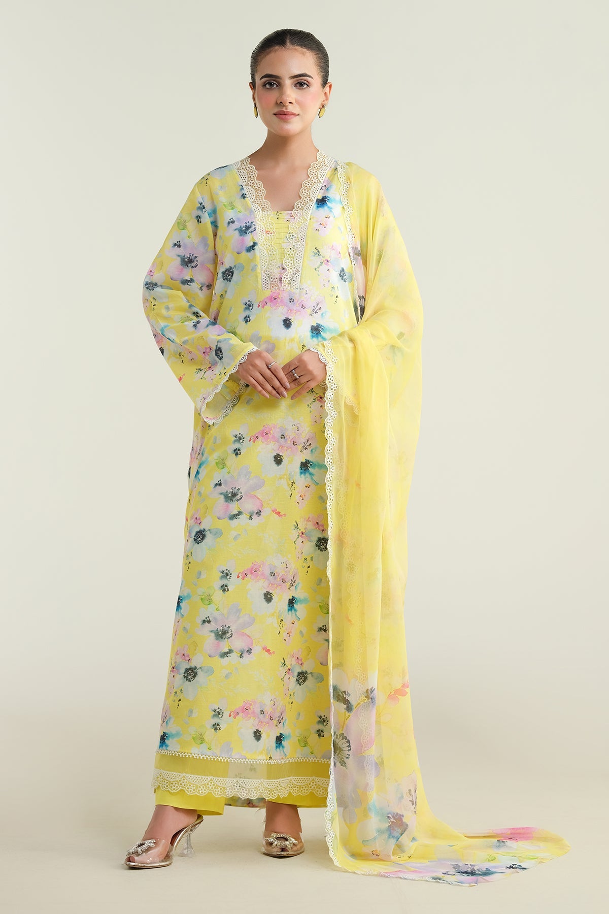 3 Piece - Printed & Embroidered Suit - C6228 - Shop Now at Kayseria