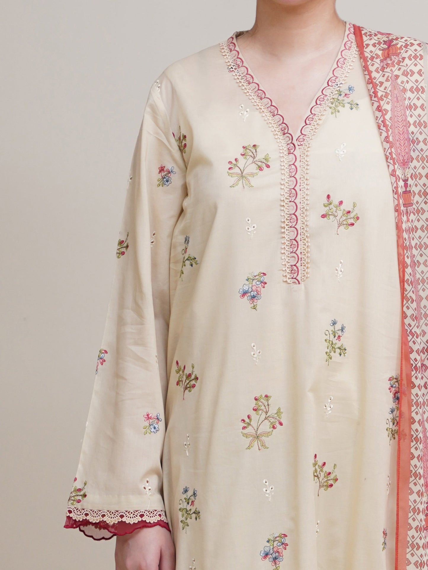 3 Piece - Printed & Embroidered Suit - C6236 - Shop Now at Kayseria