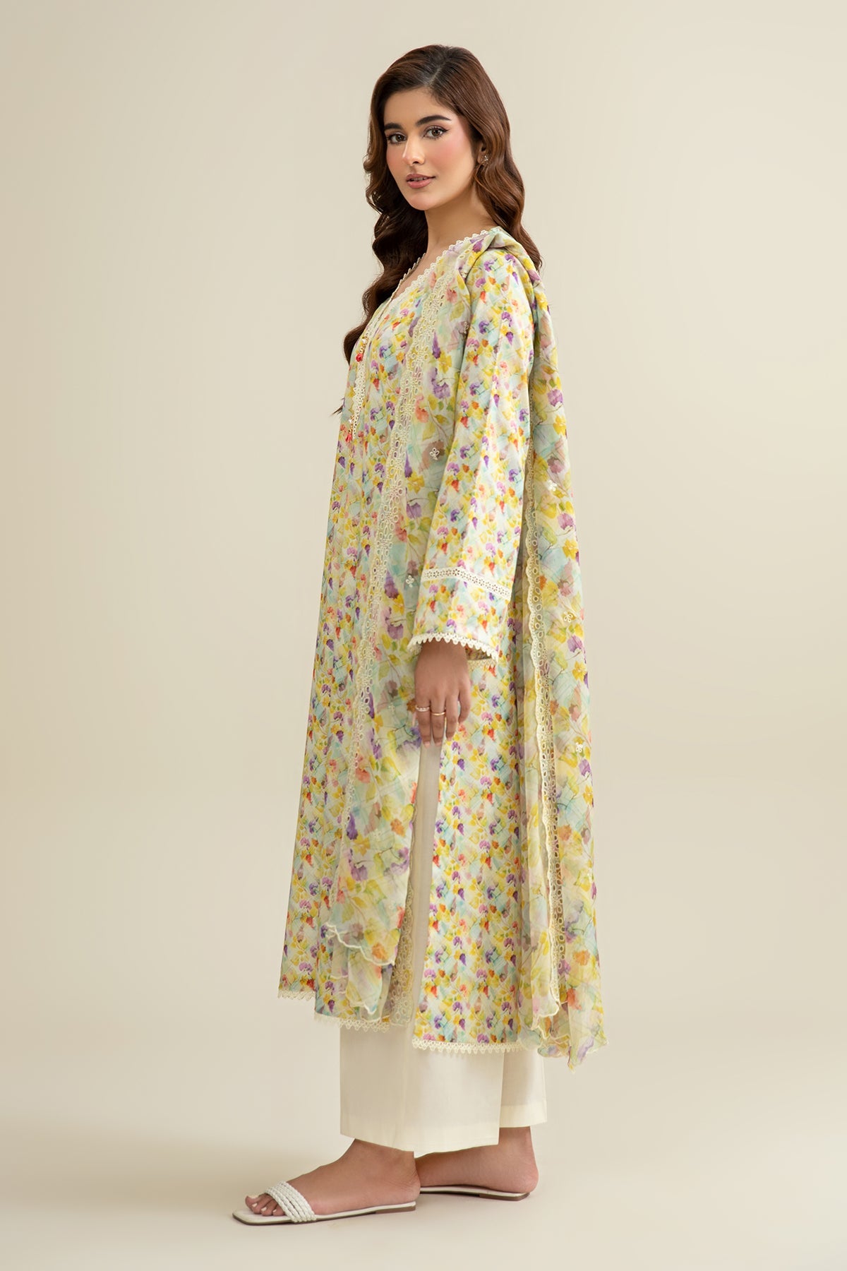 3 Piece - Printed & Embroidered Suit - C6286 - Shop Now at Kayseria