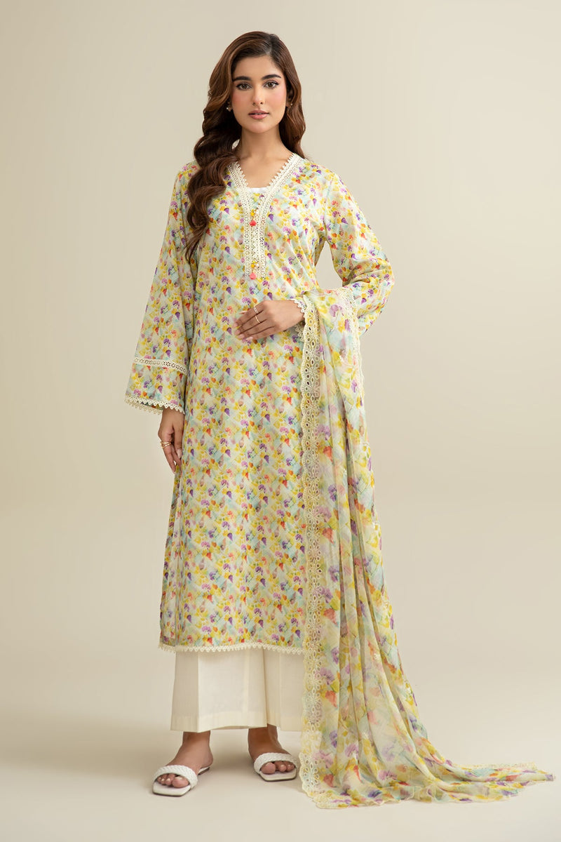 3 Piece - Printed & Embroidered Suit - C6286 - Shop Now at Kayseria