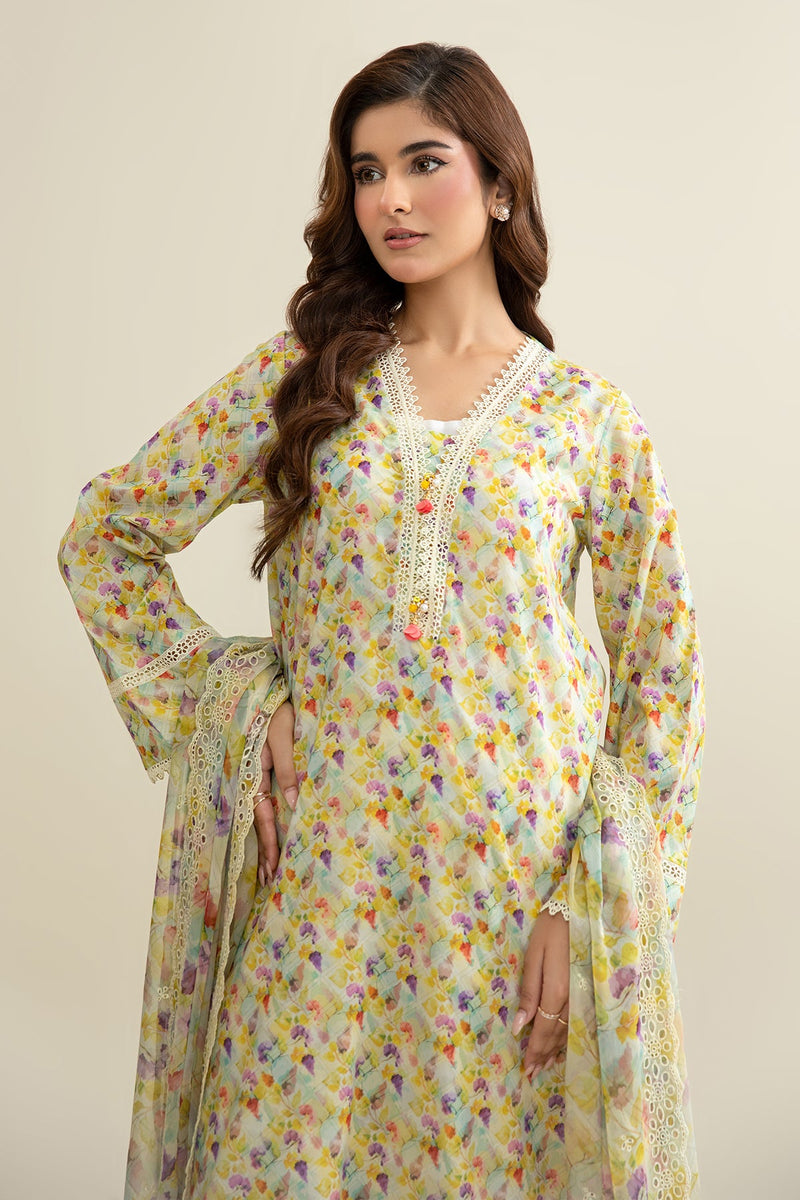 3 Piece - Printed & Embroidered Suit - C6286 - Shop Now at Kayseria