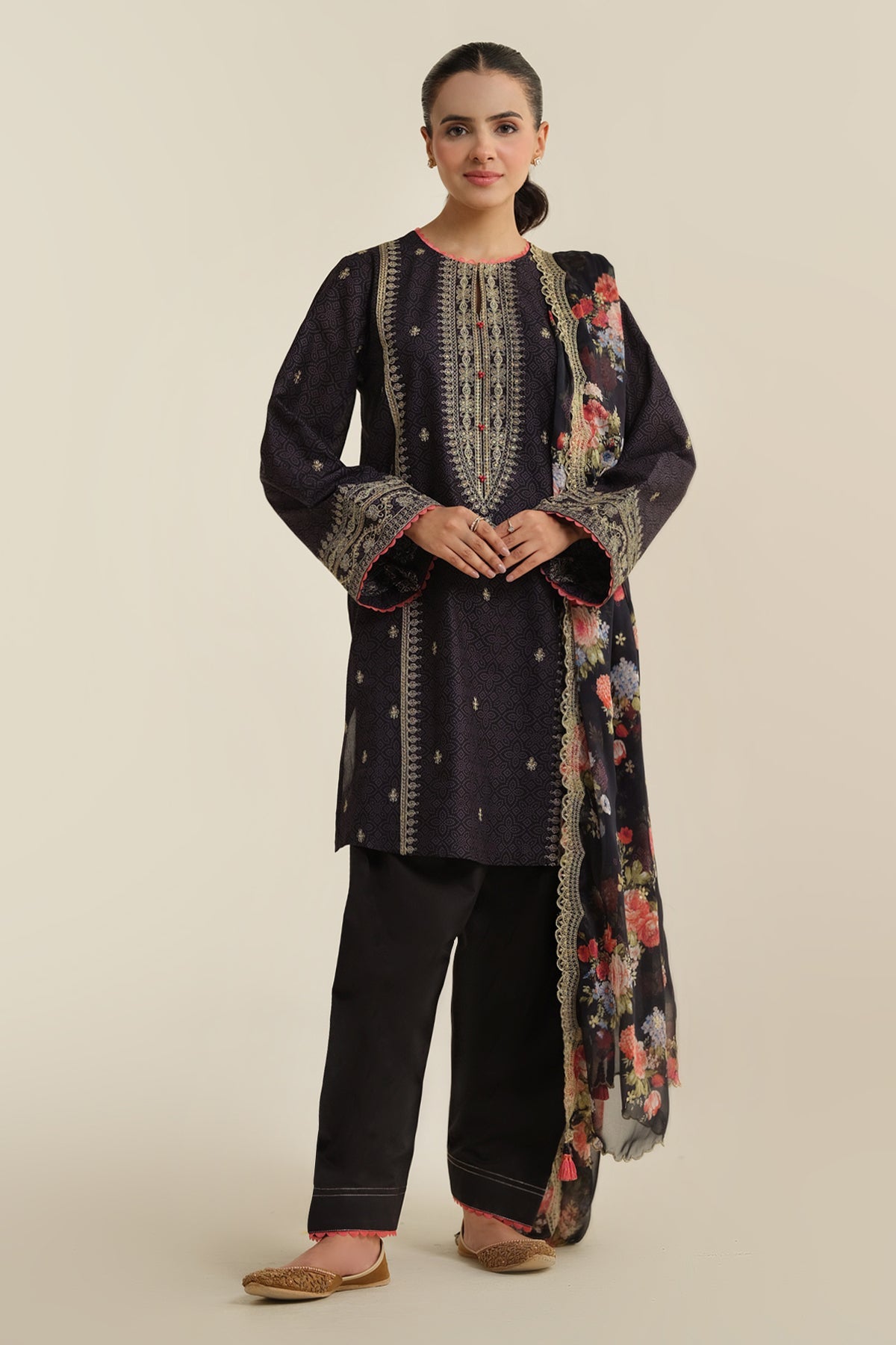 2-Piece -  Printed & Embroidered Suit - C6287 - Shop Now at Kayseria
