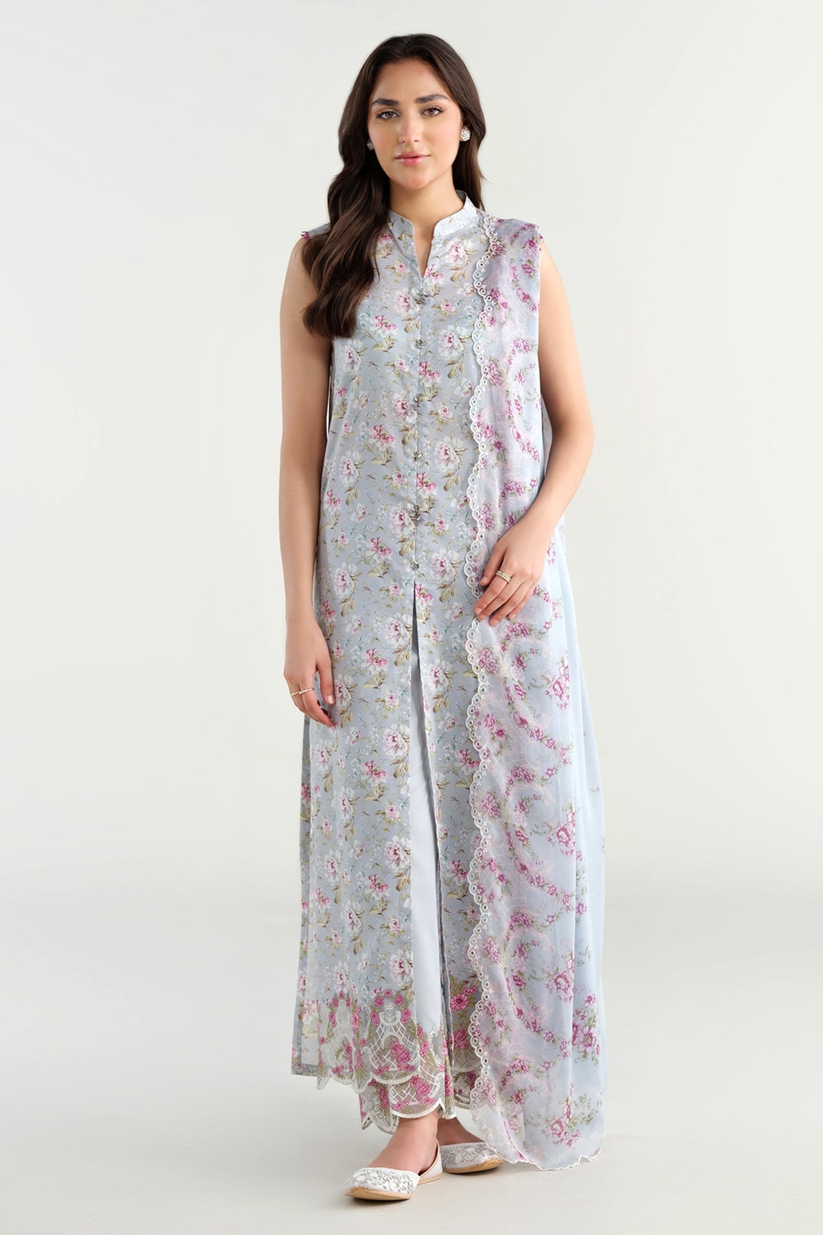 3 Piece - Printed & Embroidered Suit - C6303 - Shop Now at Kayseria