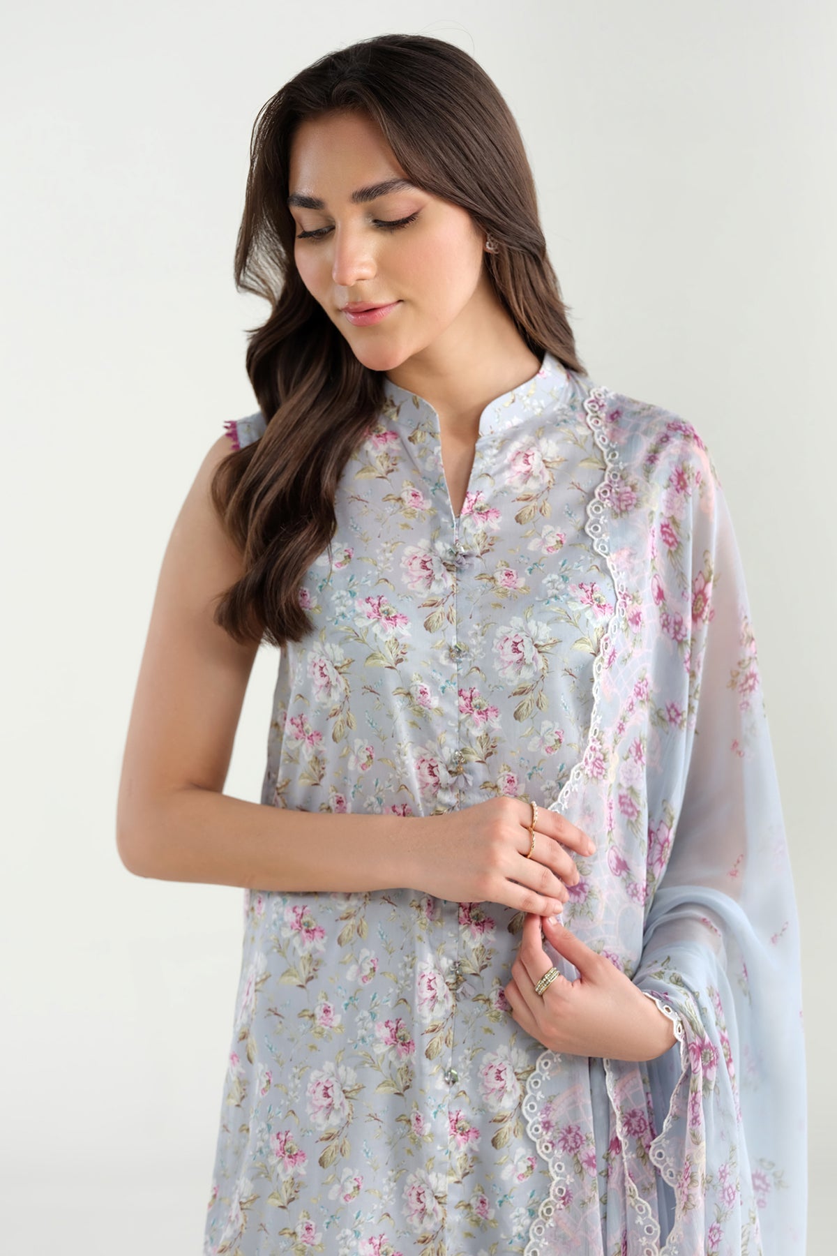 3 Piece - Printed & Embroidered Suit - C6303 - Shop Now at Kayseria