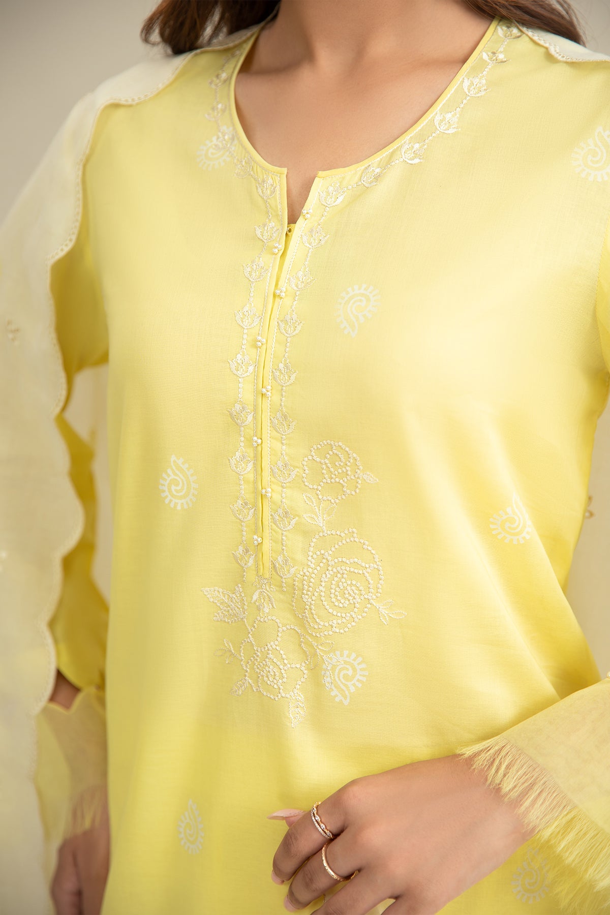 3 Piece - Printed & Embroidered Suit - C6304 - Shop Now at Kayseria