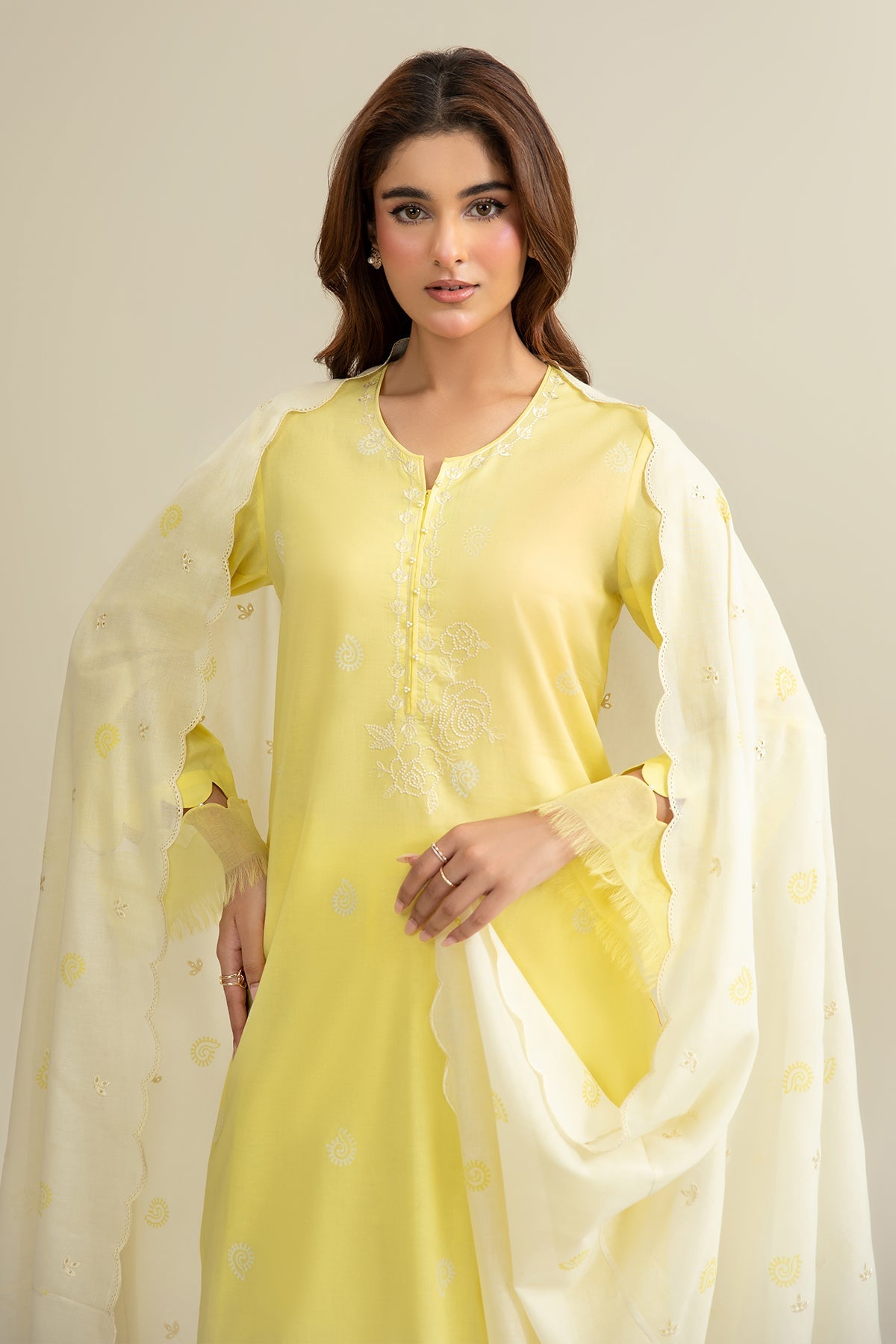 3 Piece - Printed & Embroidered Suit - C6304 - Shop Now at Kayseria