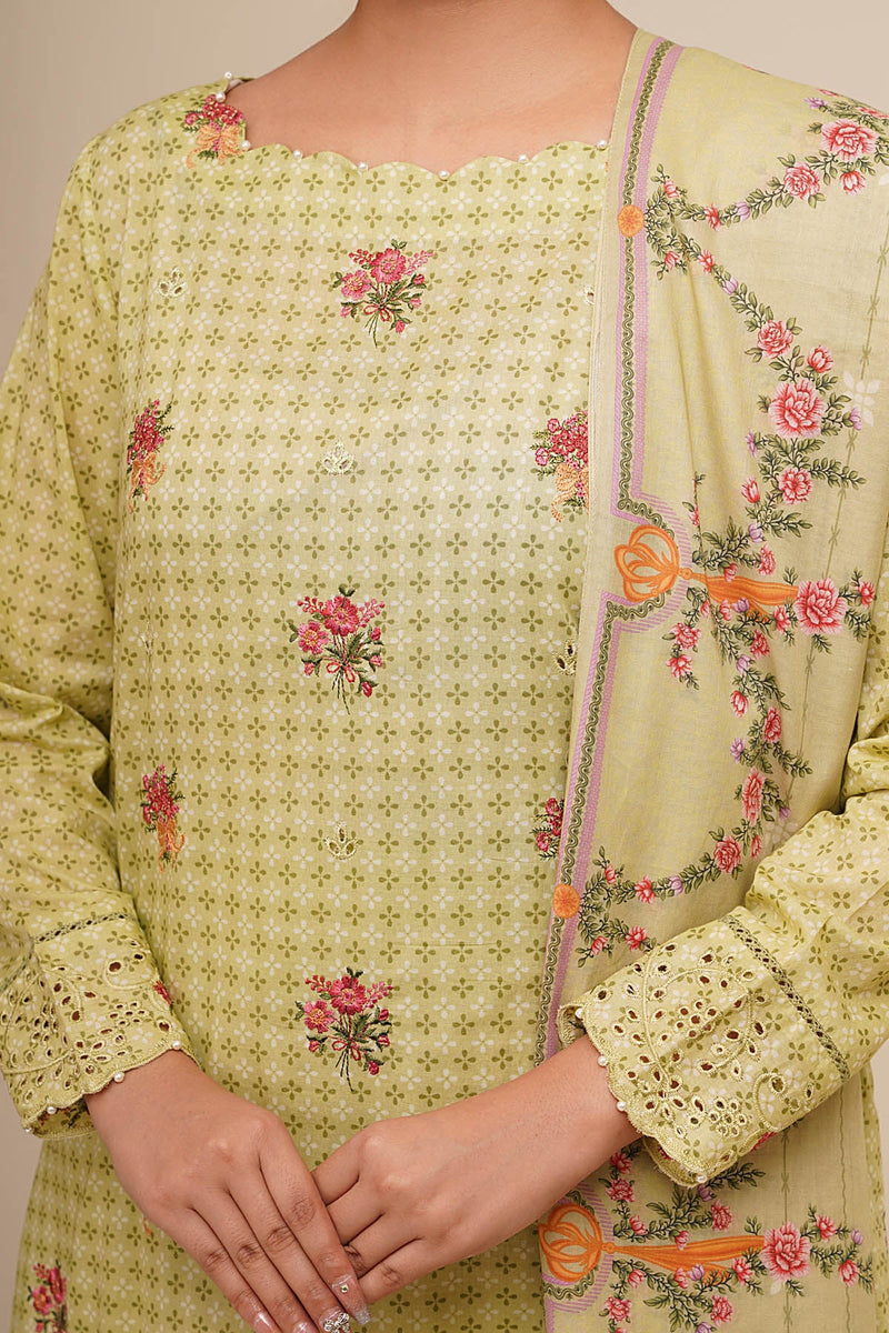 3 Piece - Printed & Embroidered Suit - C6329 - Shop Now at Kayseria