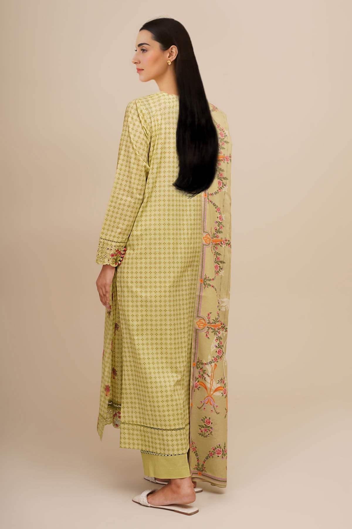 3 Piece - Printed & Embroidered Suit - C6329 - Shop Now at Kayseria