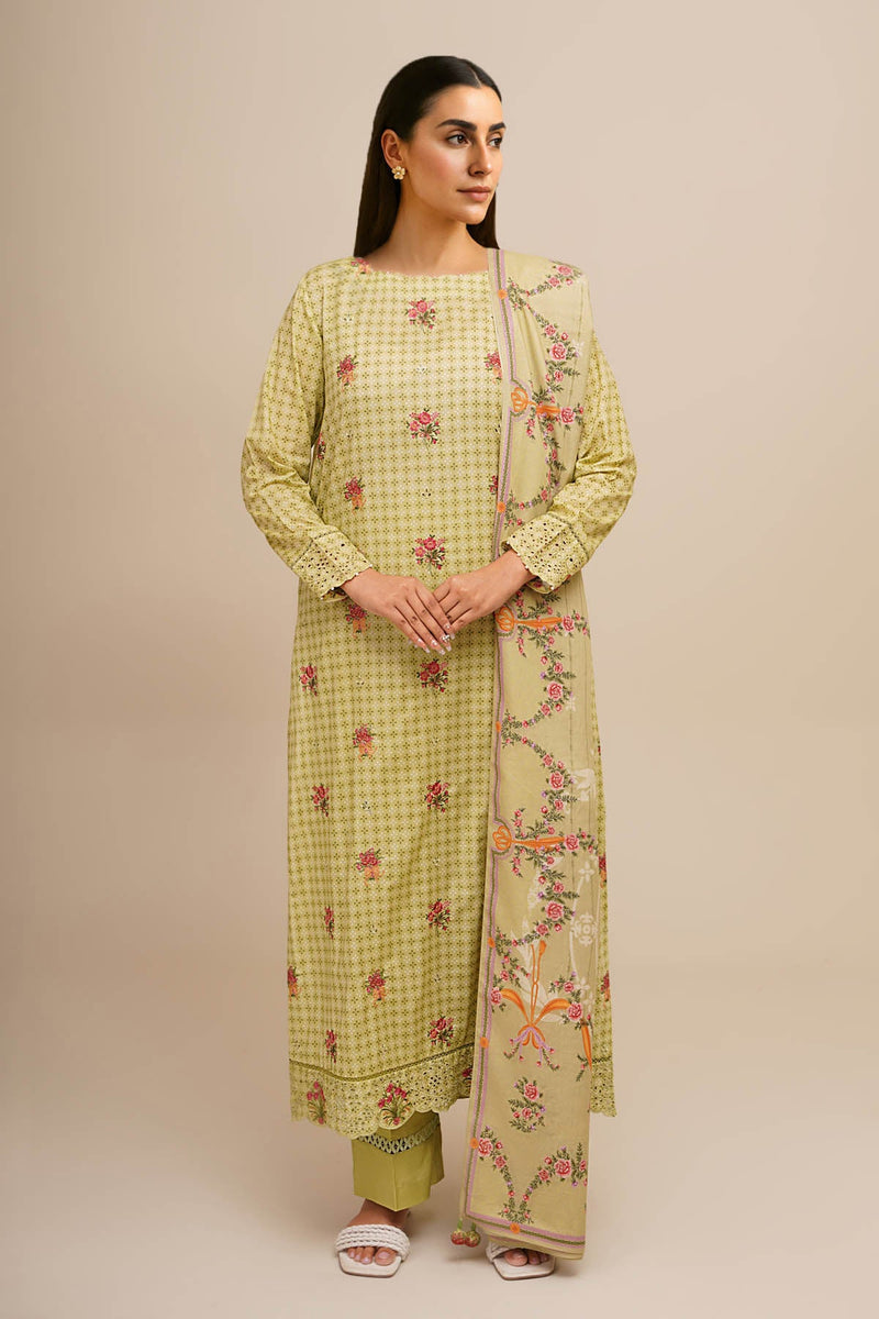 3 Piece - Printed & Embroidered Suit - C6329 - Shop Now at Kayseria