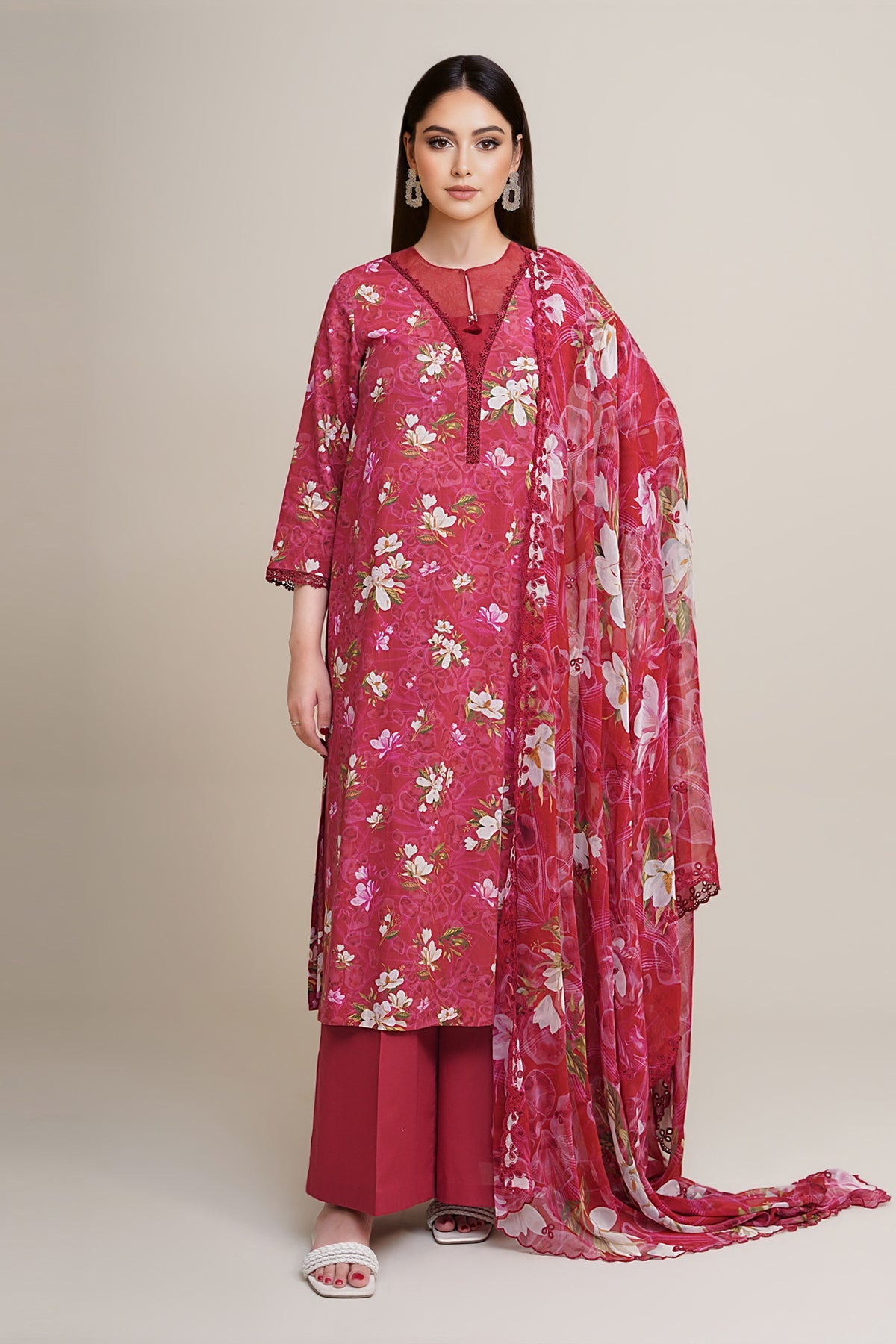 3 Piece - Printed & Embroidered Suit - C6330 - Shop Now at Kayseria