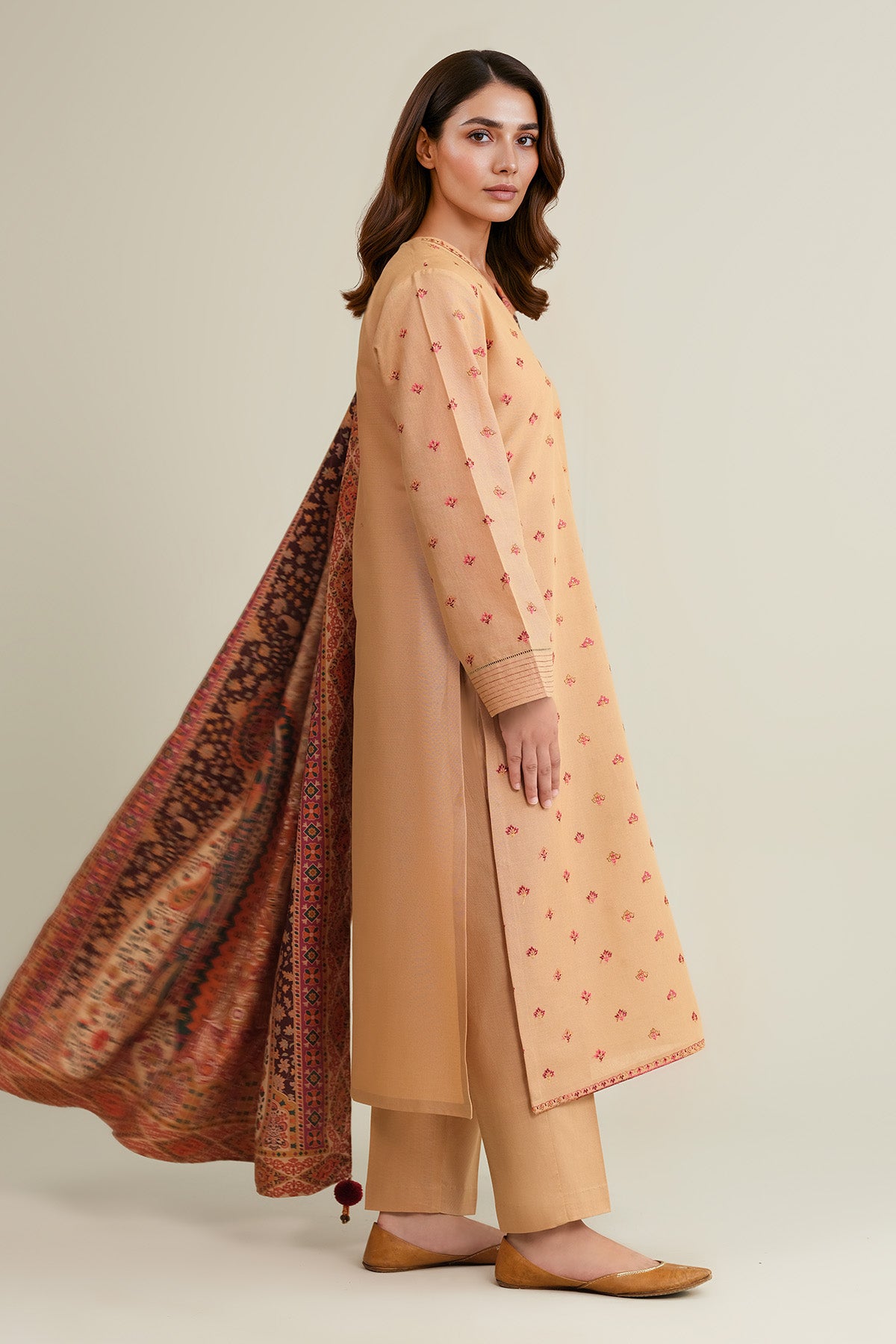 3 Piece - Printed & Embroidered Khaddar Suit - C6341 - Shop Now at Kayseria