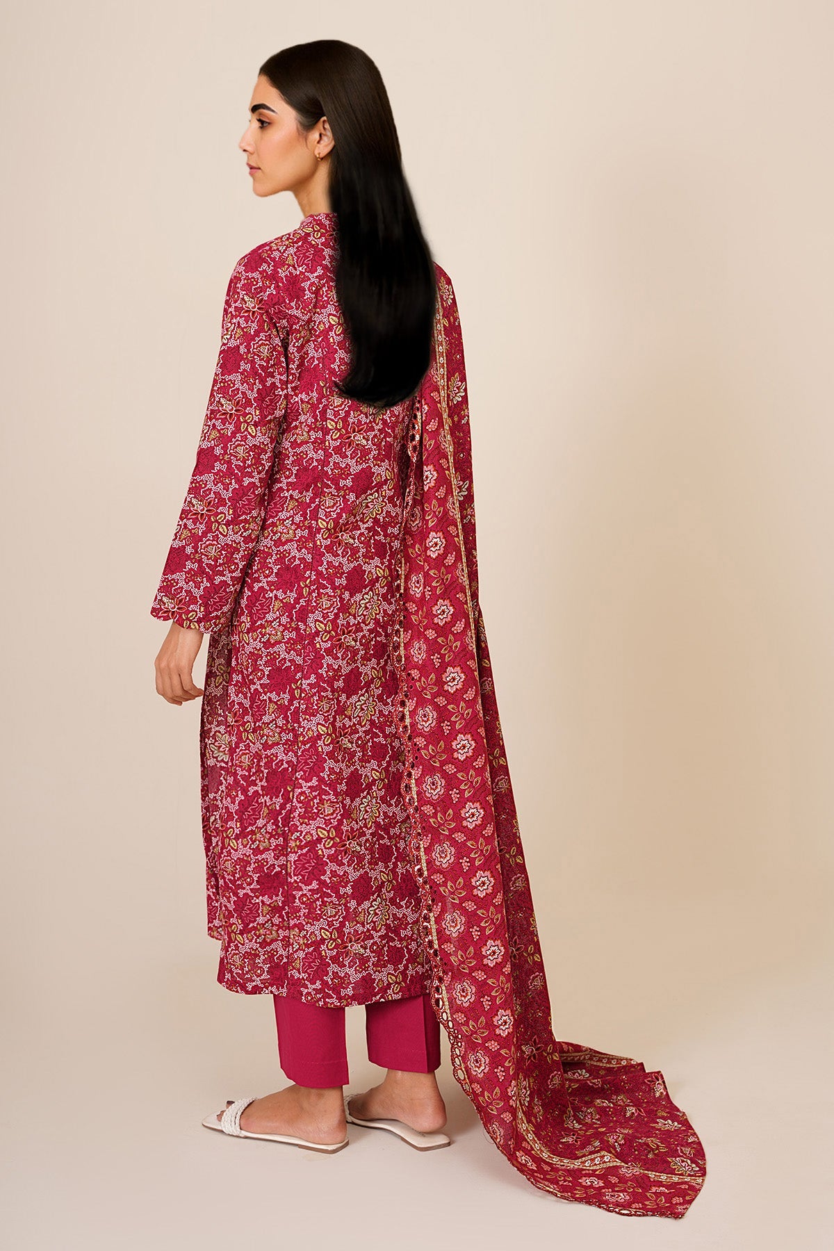 3 Piece - Printed & Embroidered Khaddar Suit - C6344 - Shop Now at Kayseria