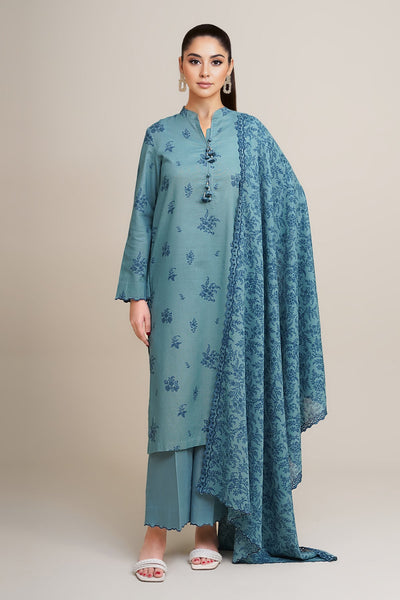 3 Piece - Printed & Embroidered Khaddar Suit - C6349 - Shop Now at Kayseria