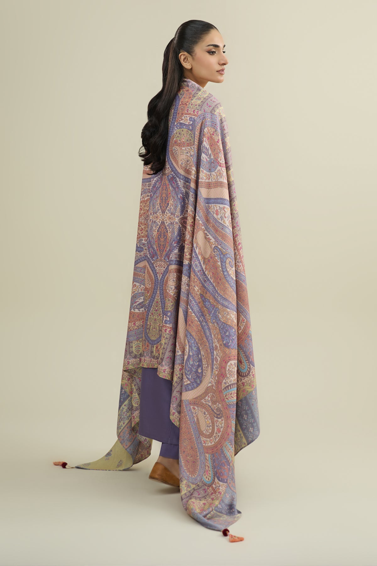 3 Piece - Printed & Embroidered Percale Suit - C6357 - Shop Now at Kayseria