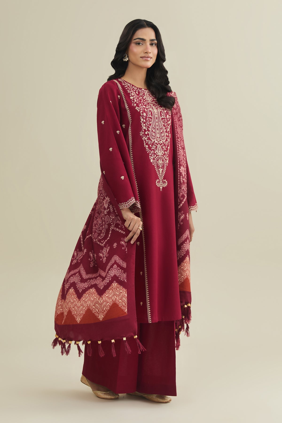 3 Piece - Printed & Embroidered Suit - C6362 - Shop Now at Kayseria