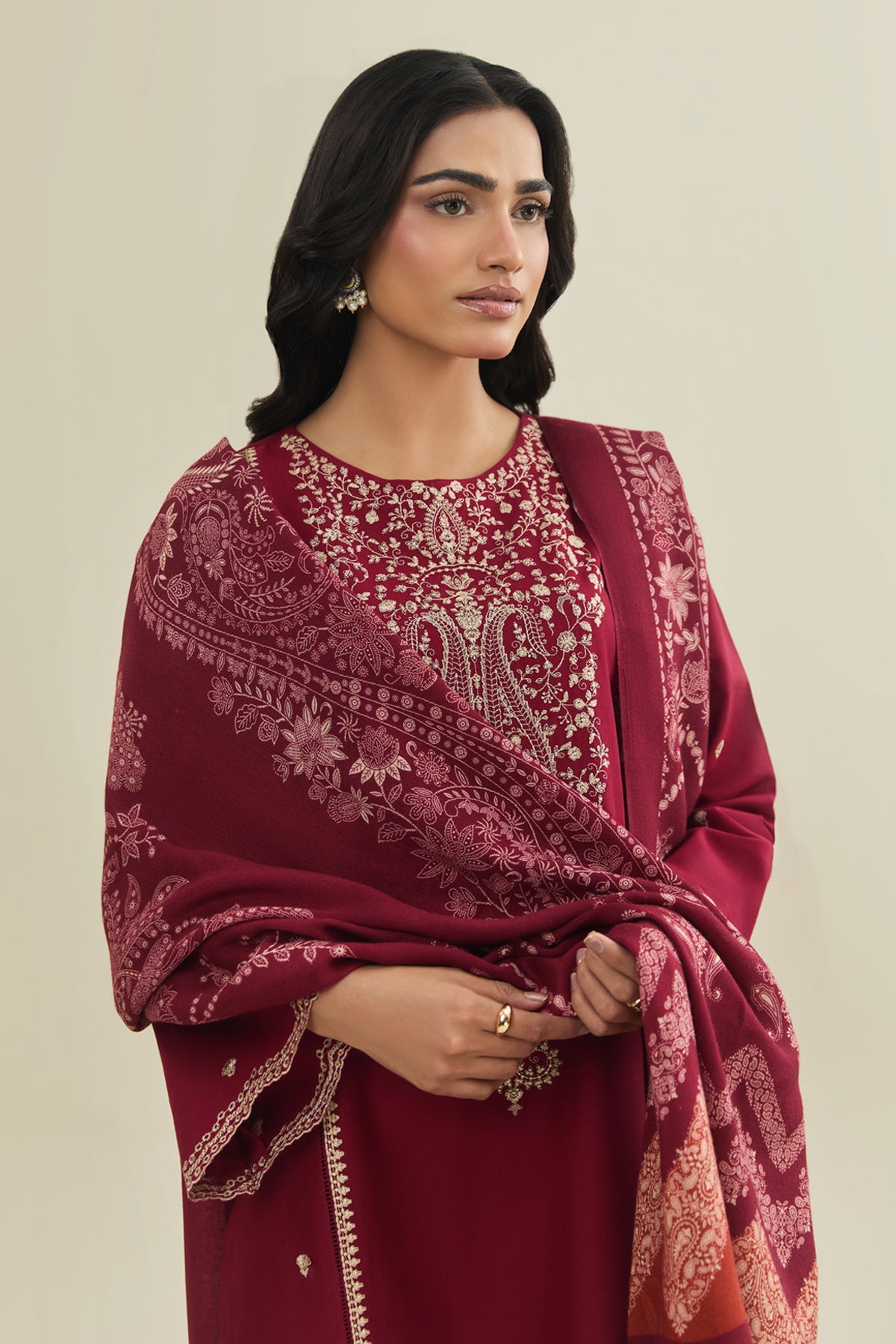 3 Piece - Printed & Embroidered Suit - C6362 - Shop Now at Kayseria