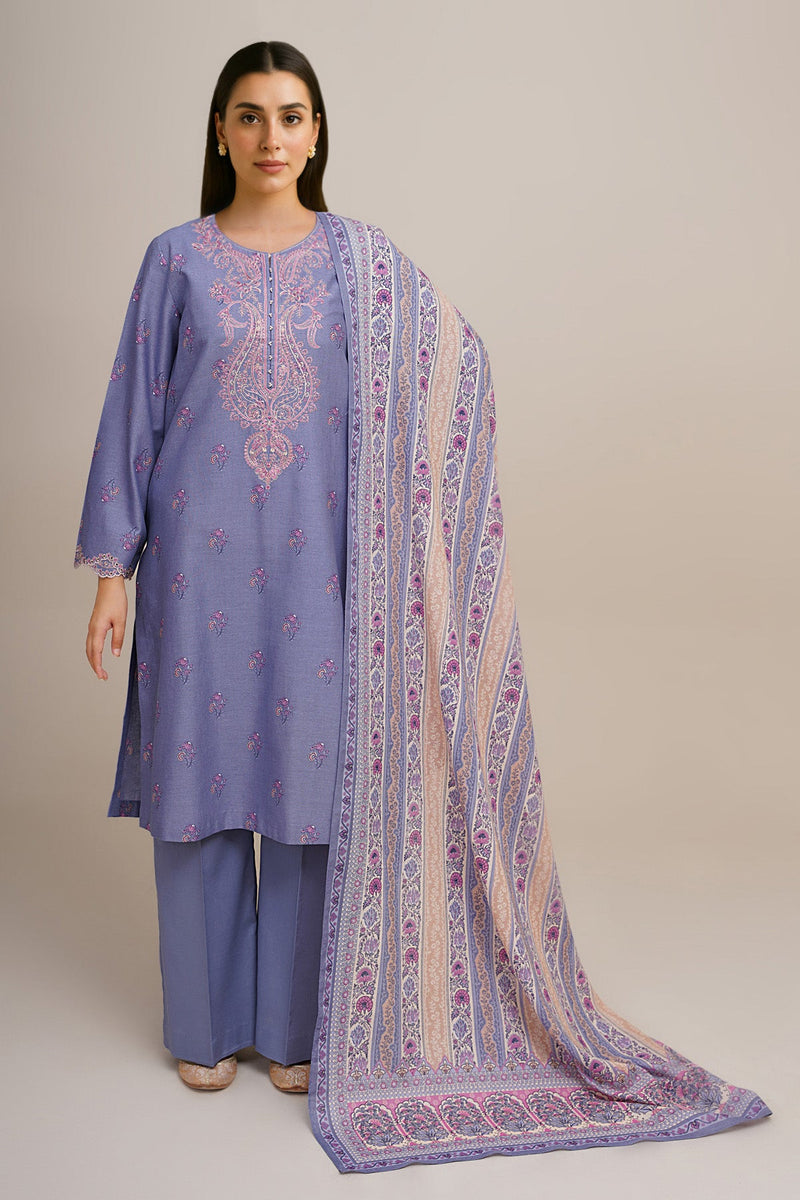 3 Piece - Printed & Embroidered Suit - C6366 - Shop Now at Kayseria