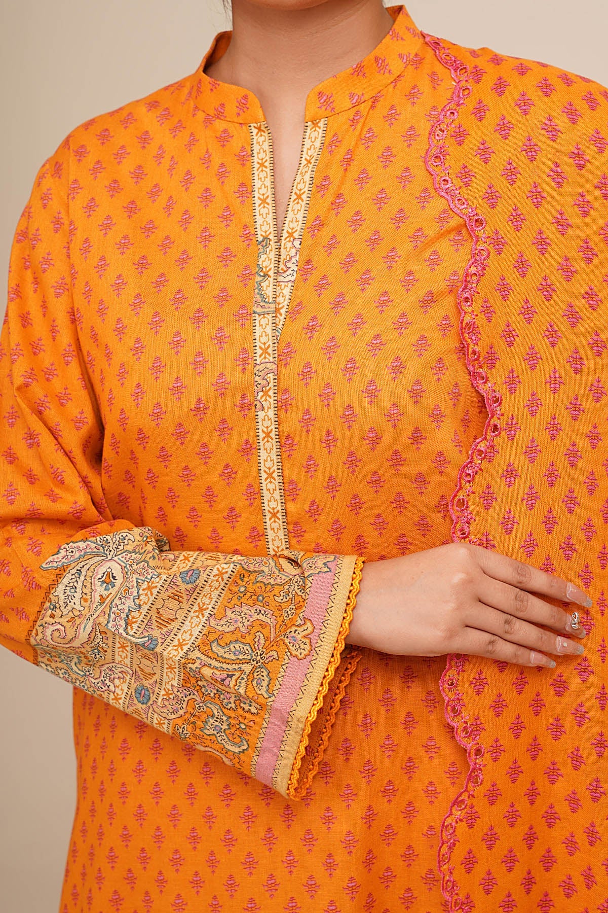 3 Piece - Printed & Embroidered Suit - C6367 - Shop Now at Kayseria