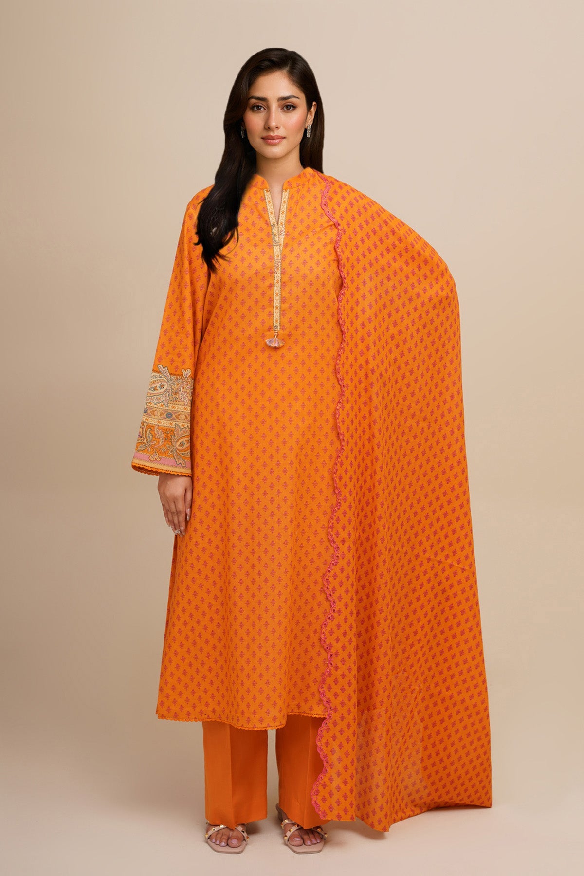 3 Piece - Printed & Embroidered Suit - C6367 - Shop Now at Kayseria