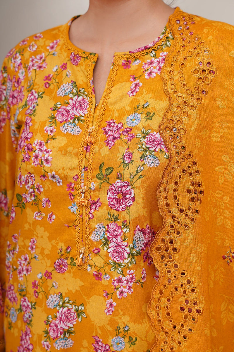3 Piece - Printed & Embroidered Suit - C6368 - Shop Now at Kayseria