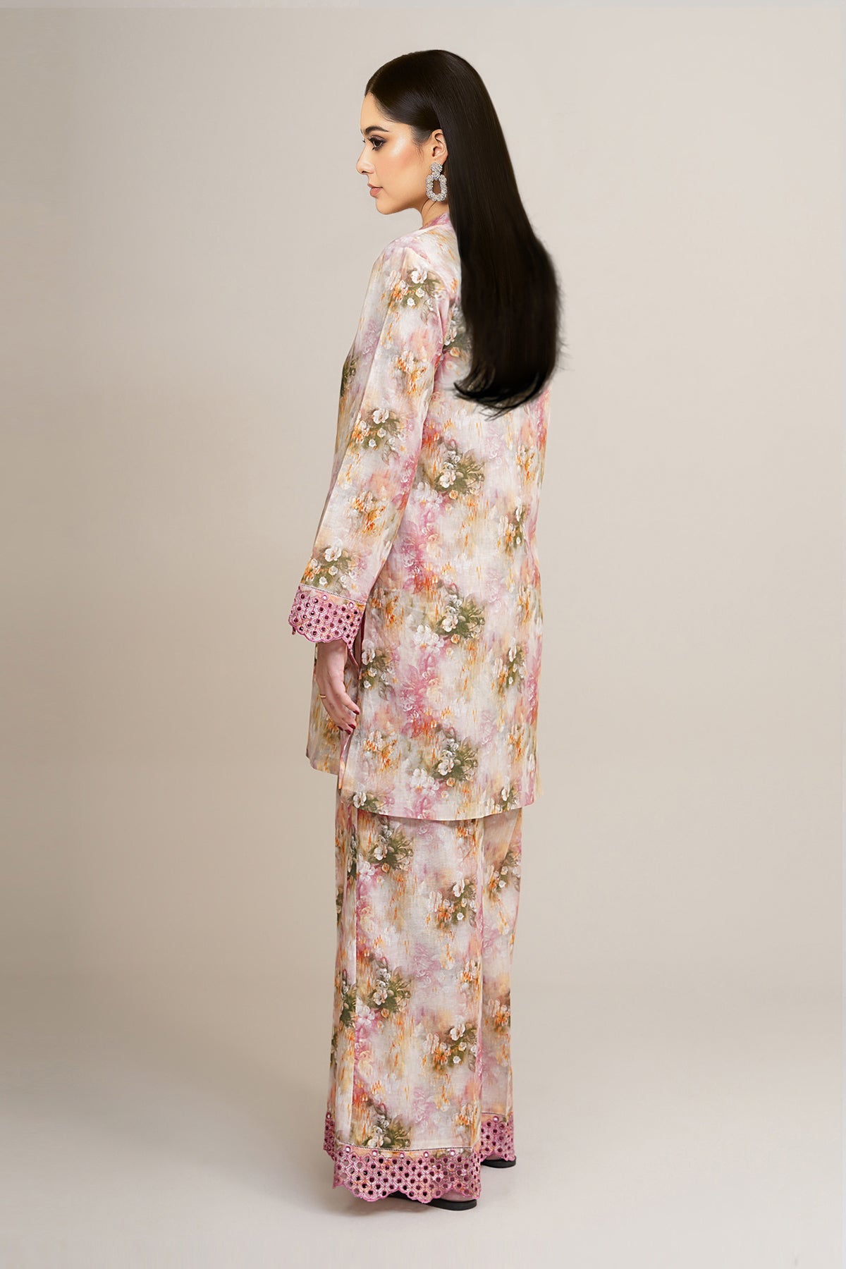2 Piece - Printed & Embroidered Suit - C6369 - Shop Now at Kayseria