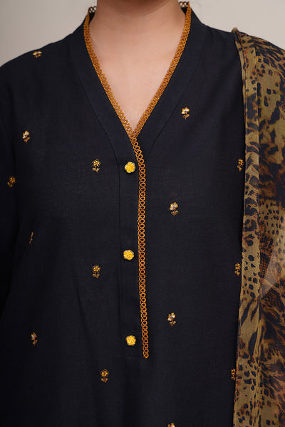 3 Piece - Printed & Embroidered Suit - C6372 - Shop Now at Kayseria