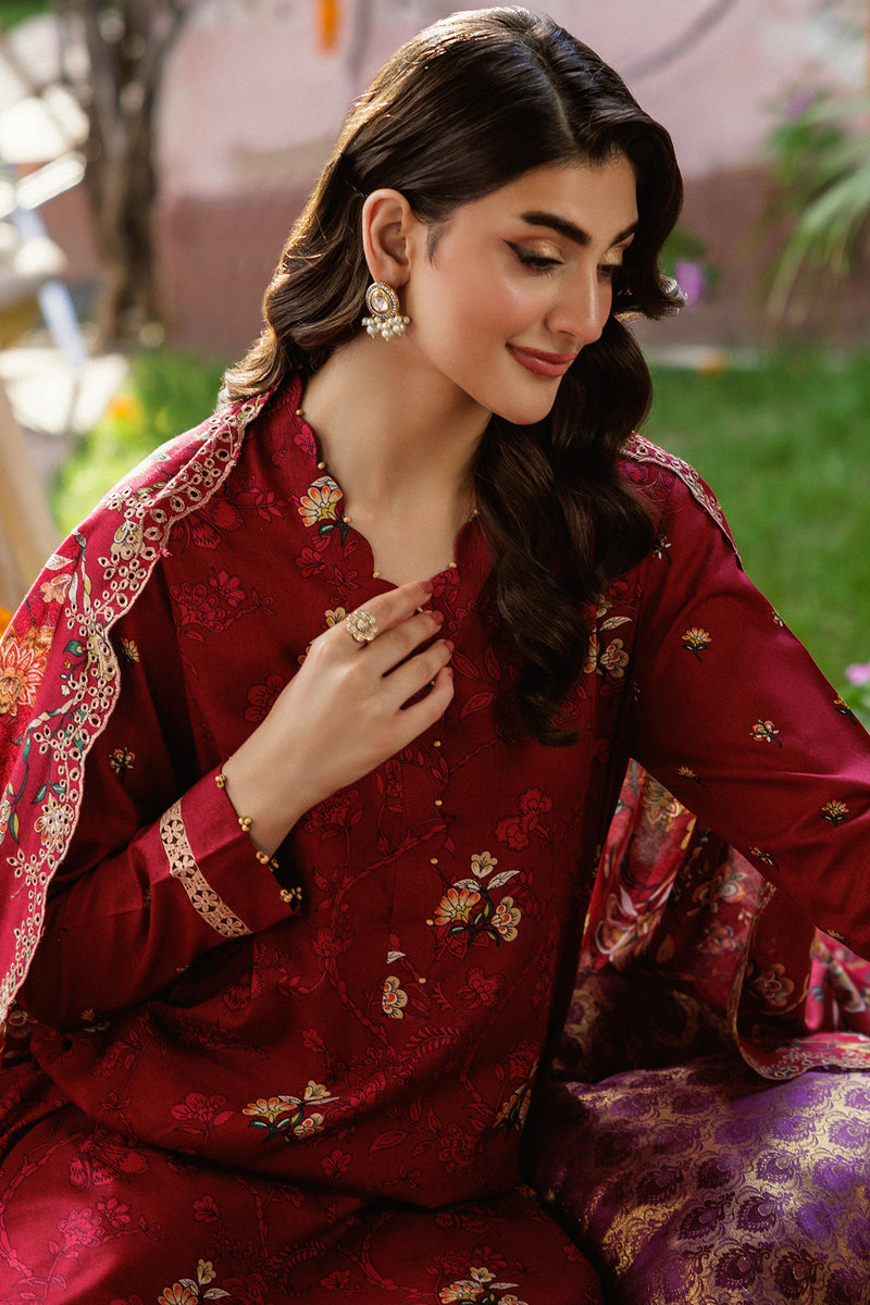 3 Piece - Printed & Embroidered Khaddar Suit - C6376 - Shop Now at Kayseria