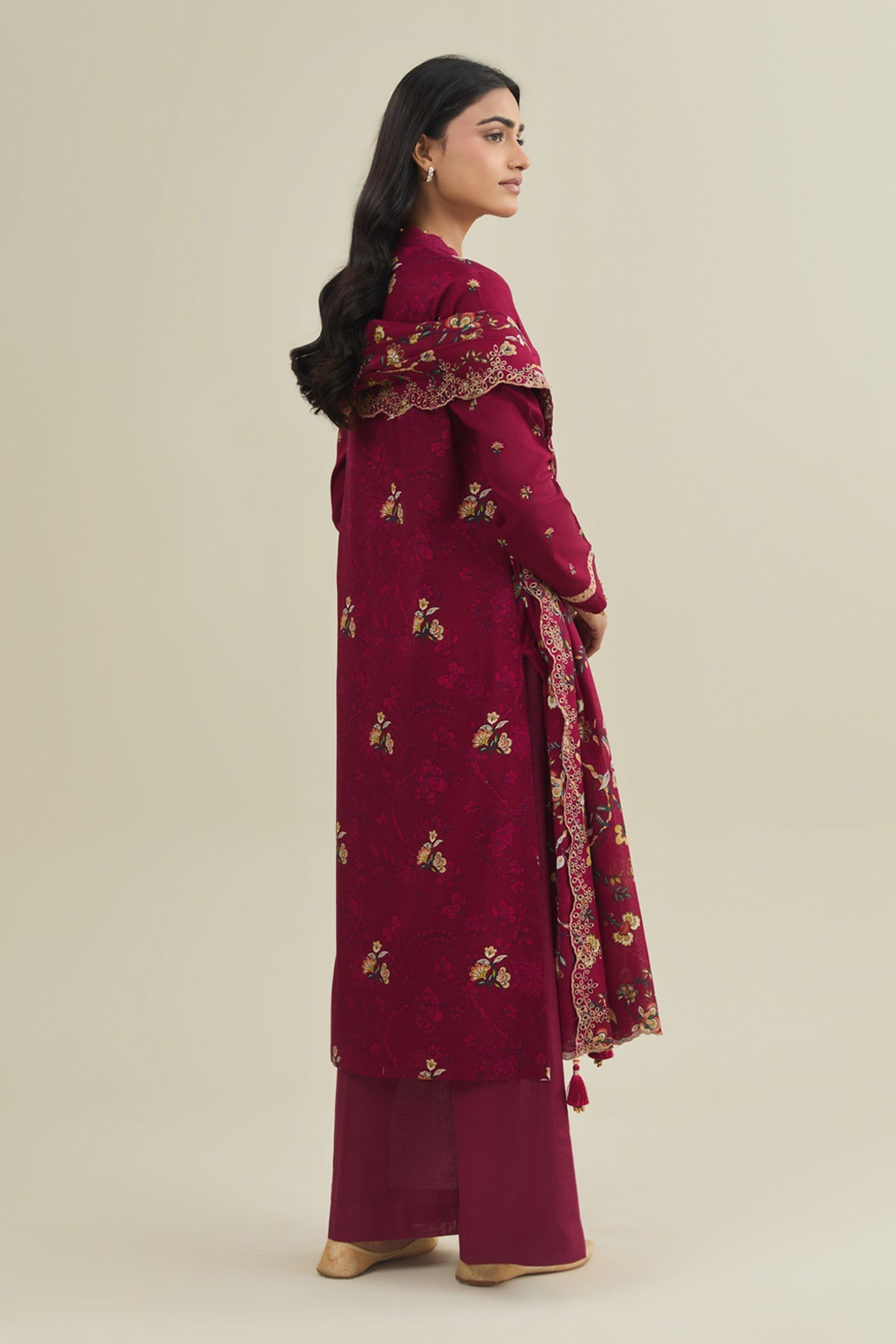 3 Piece - Printed & Embroidered Suit - C6376 - Shop Now at Kayseria