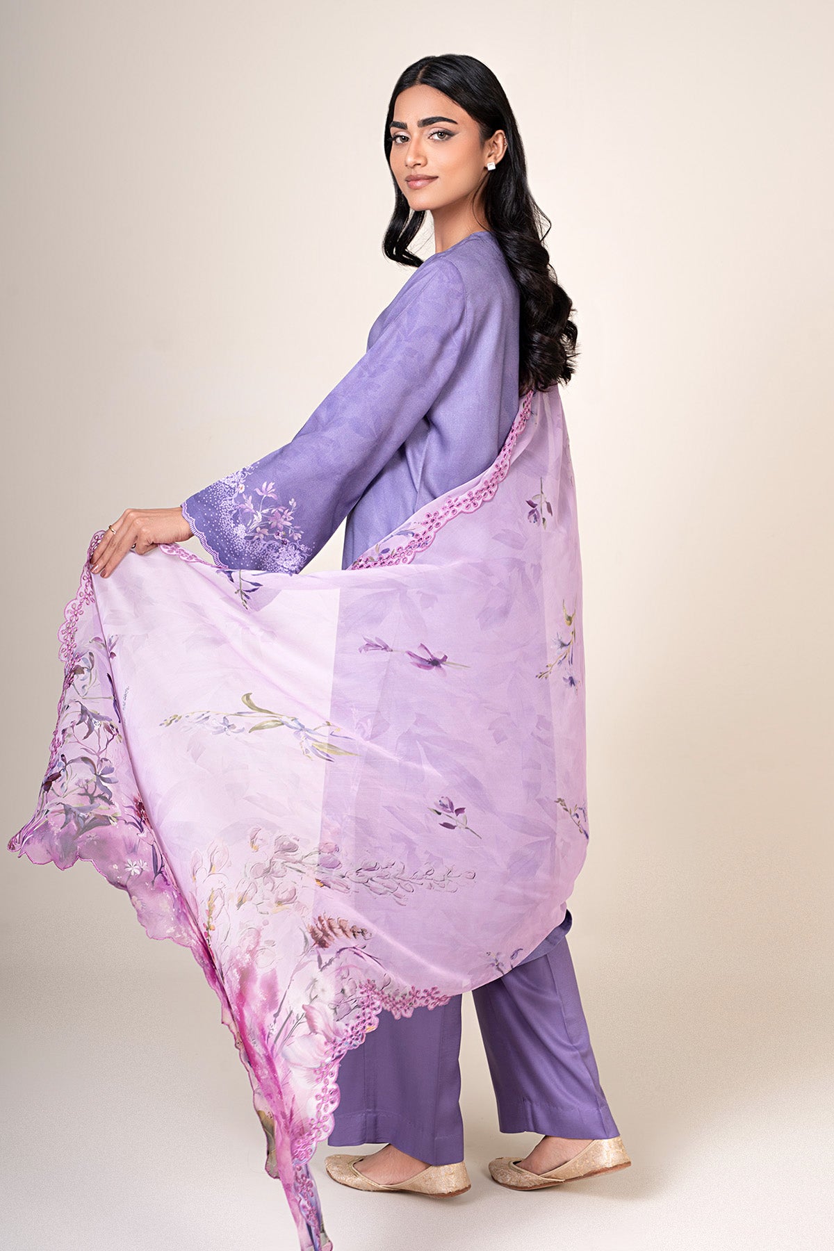 3 Piece - Printed & Embroidered Marina Suit - C6377 - Shop Now at Kayseria