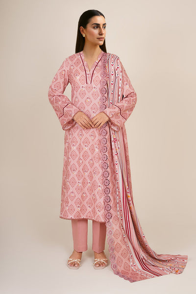 3 Piece - Printed & Embroidered Suit - C6386 - Shop Now at Kayseria