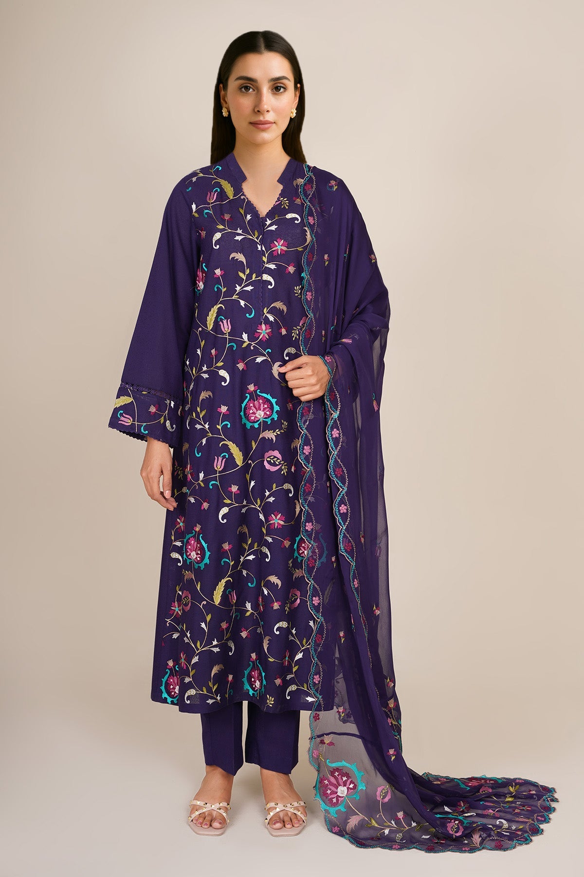 3 Piece - Embroidered Suit - C6393 - Shop Now at Kayseria