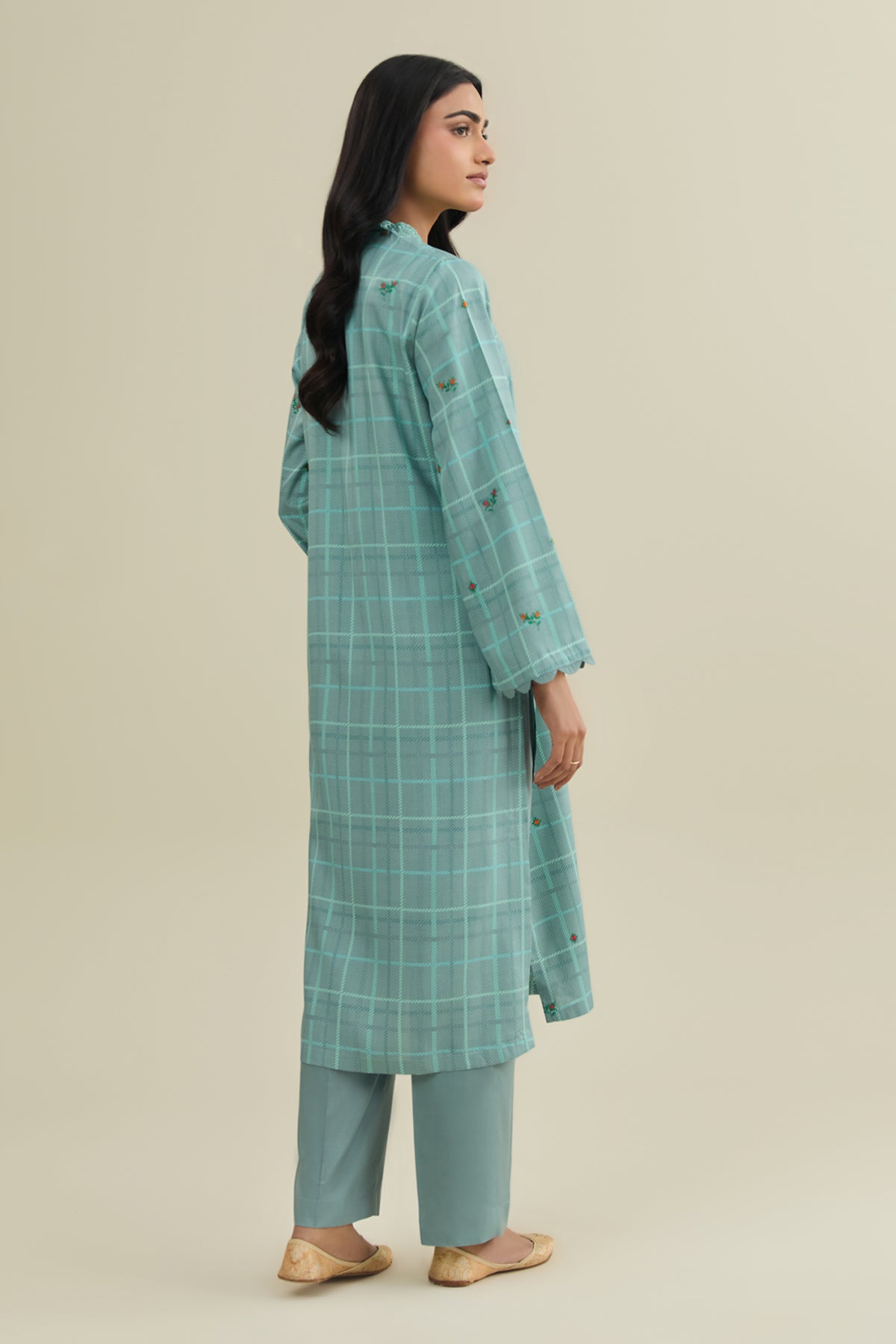 2 Piece - Printed & Embroidered Percale Suit - C6409 - Shop Now at Kayseria
