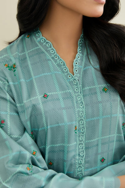 2 Piece - Printed & Embroidered Percale Suit - C6409 - Shop Now at Kayseria