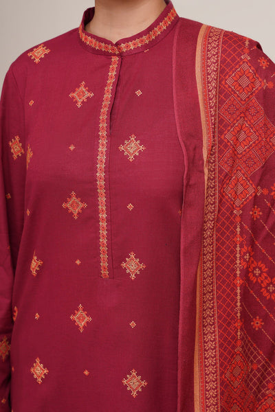 3 Piece - Printed & Embroidered Suit - C6410 - Shop Now at Kayseria