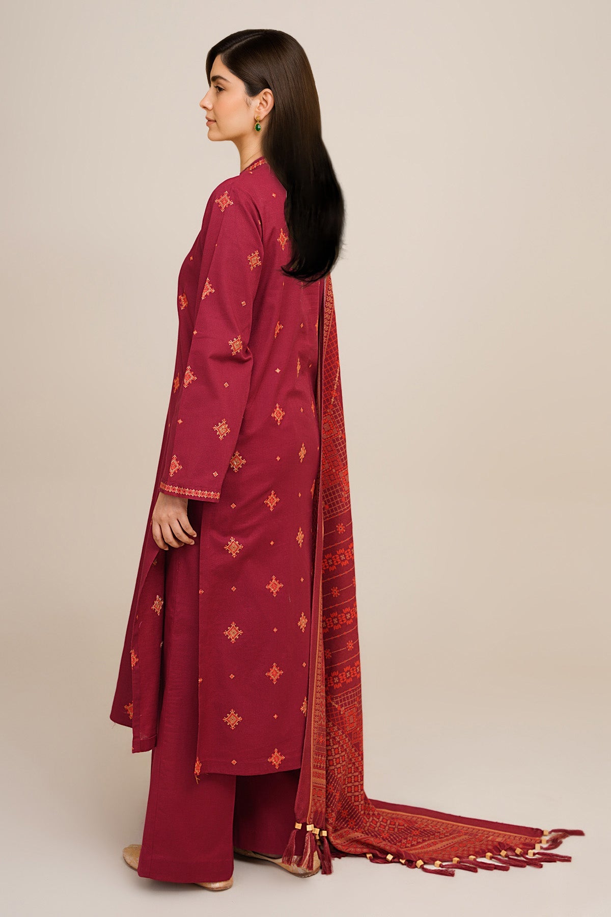 3 Piece - Printed & Embroidered Suit - C6410 - Shop Now at Kayseria