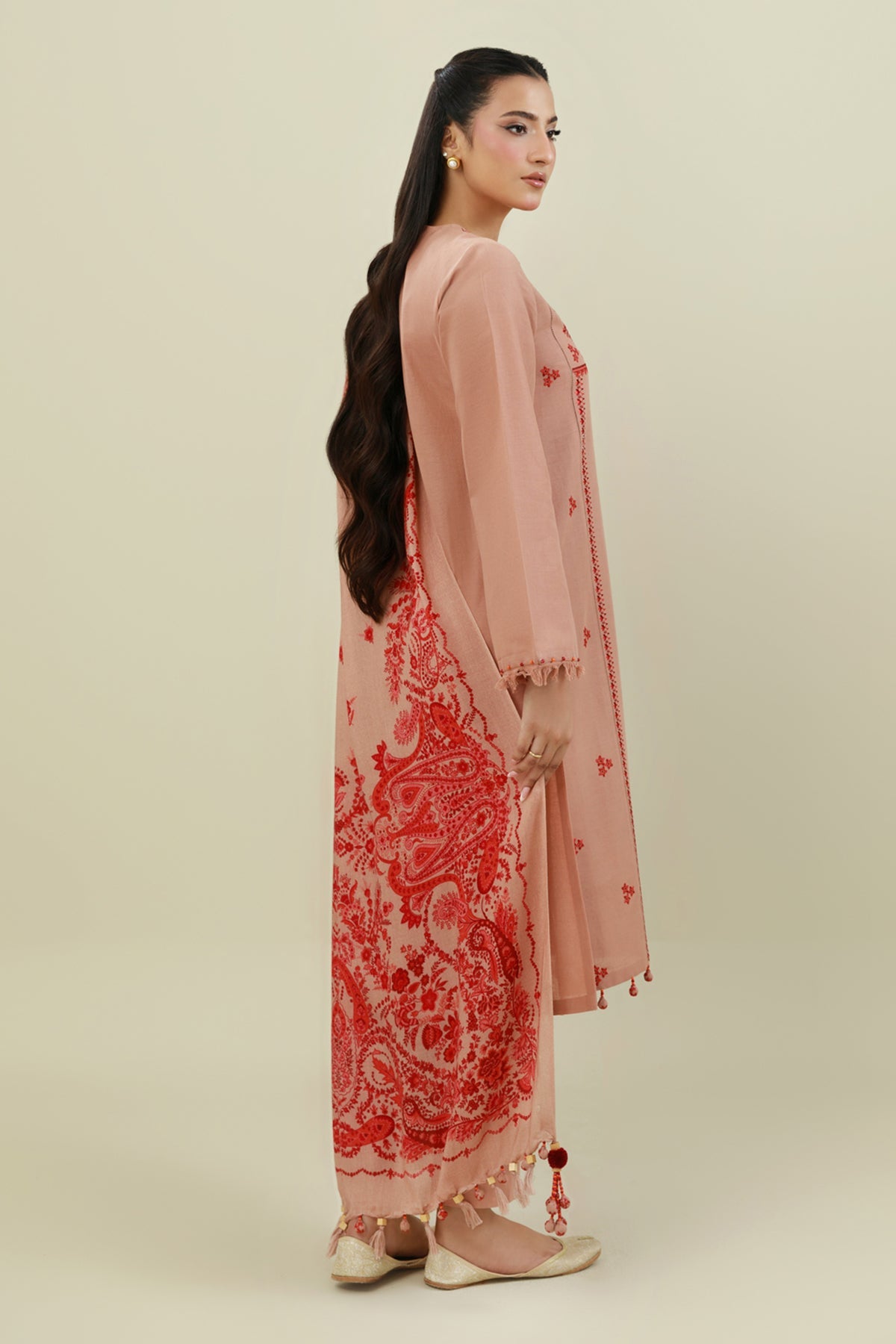 3 Piece - Printed & Embroidered Suit - C6413 - Shop Now at Kayseria