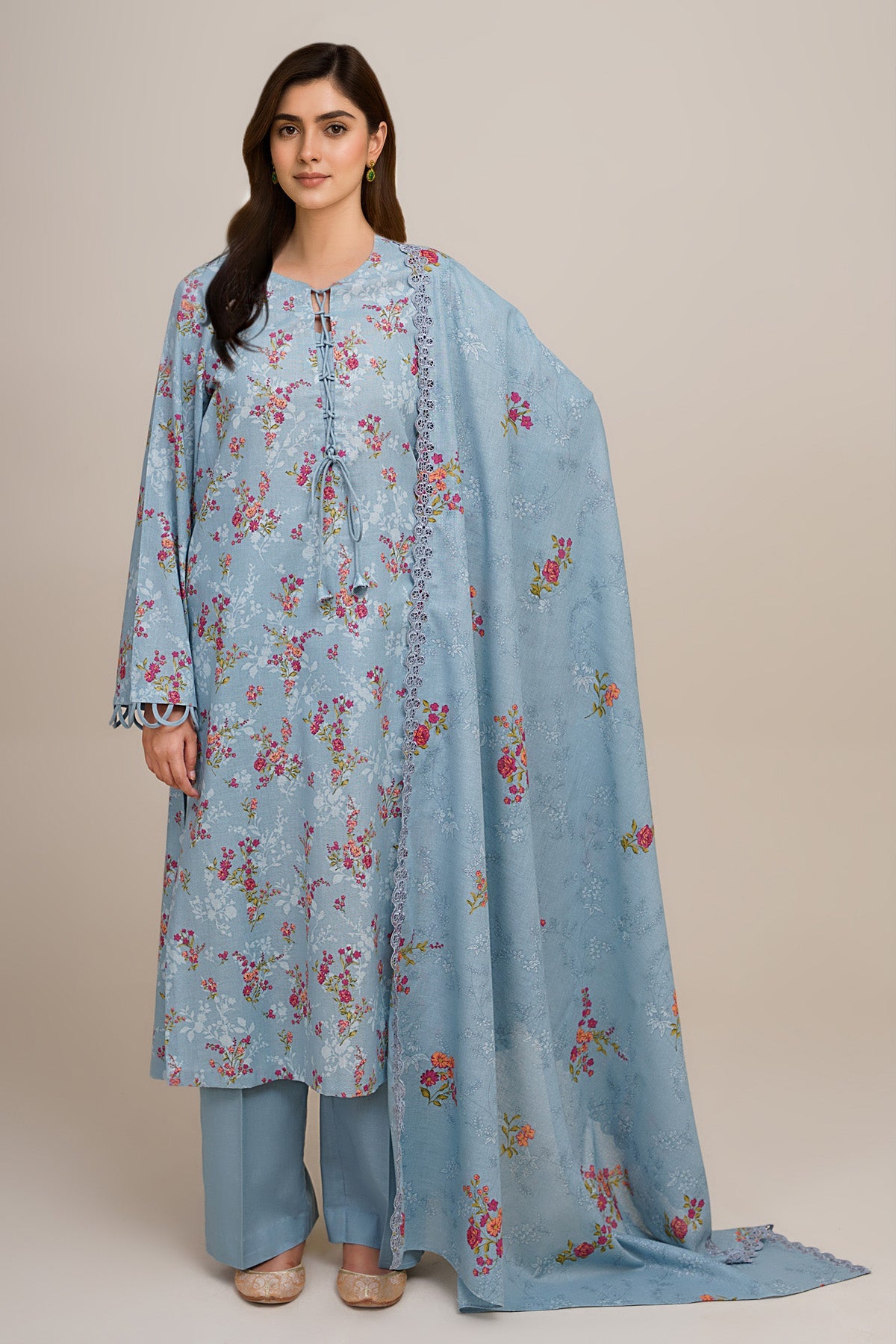 3 Piece - Printed & Embroidered Suit - C6442 - Shop Now at Kayseria