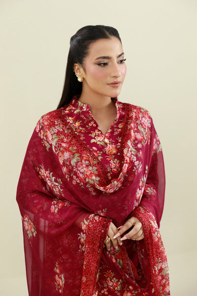 3 Piece - Printed & Embroidered Suit - C6445 - Shop Now at Kayseria