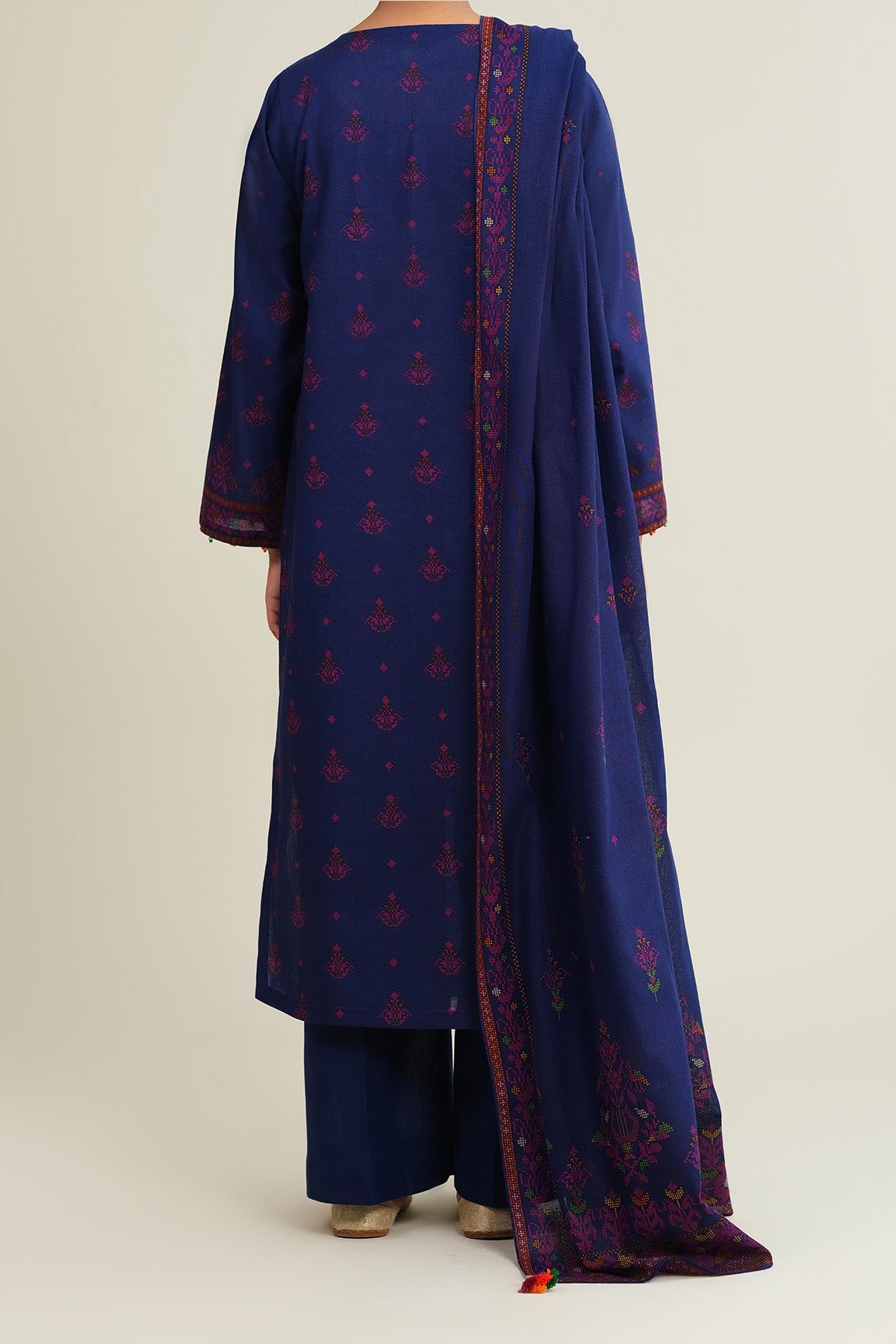3 Piece - Printed & Embellished Khaddar Suit - C6446 - Shop Now at Kayseria