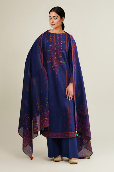 3 Piece - Printed & Embellished Khaddar Suit - C6446 - Shop Now at Kayseria