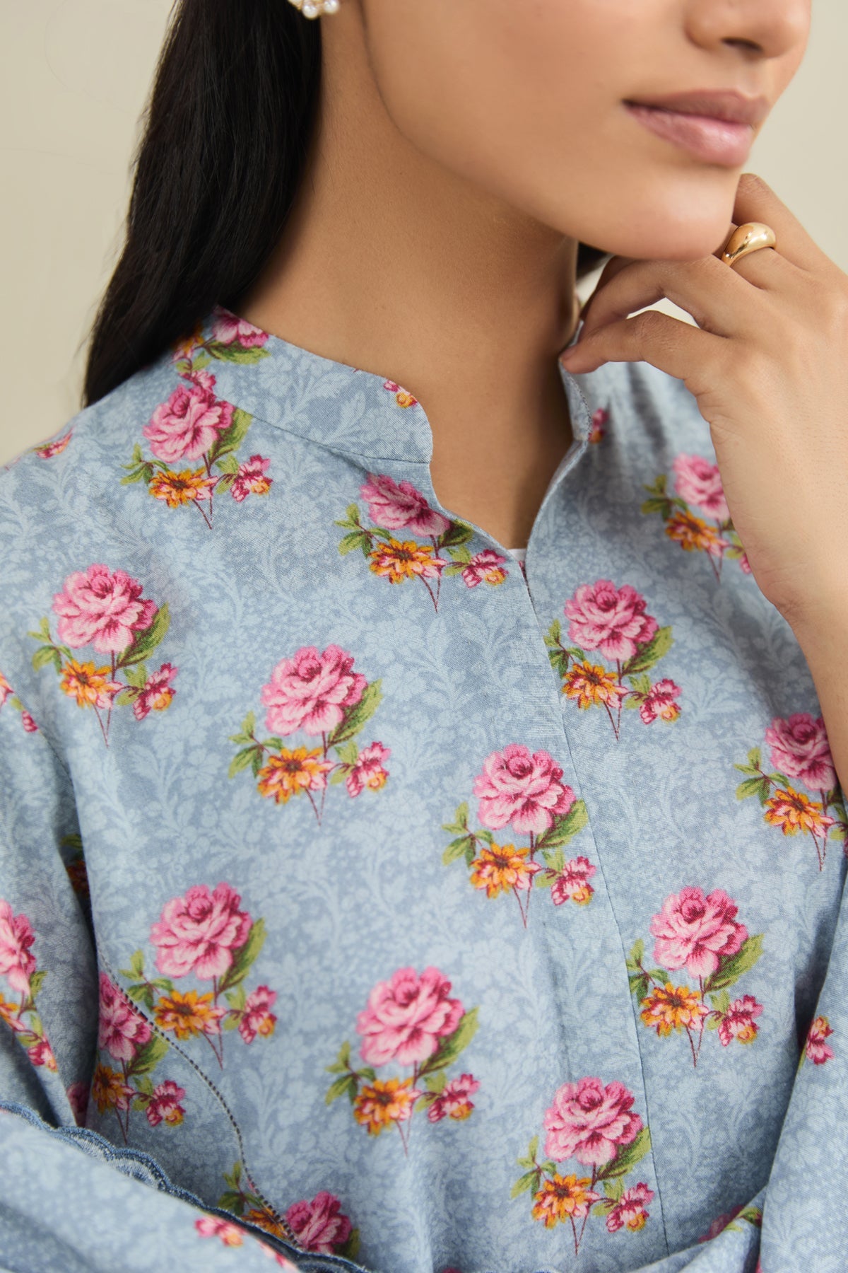 3 Piece - Printed & Embroidered Suit - C6447 - Shop Now at Kayseria