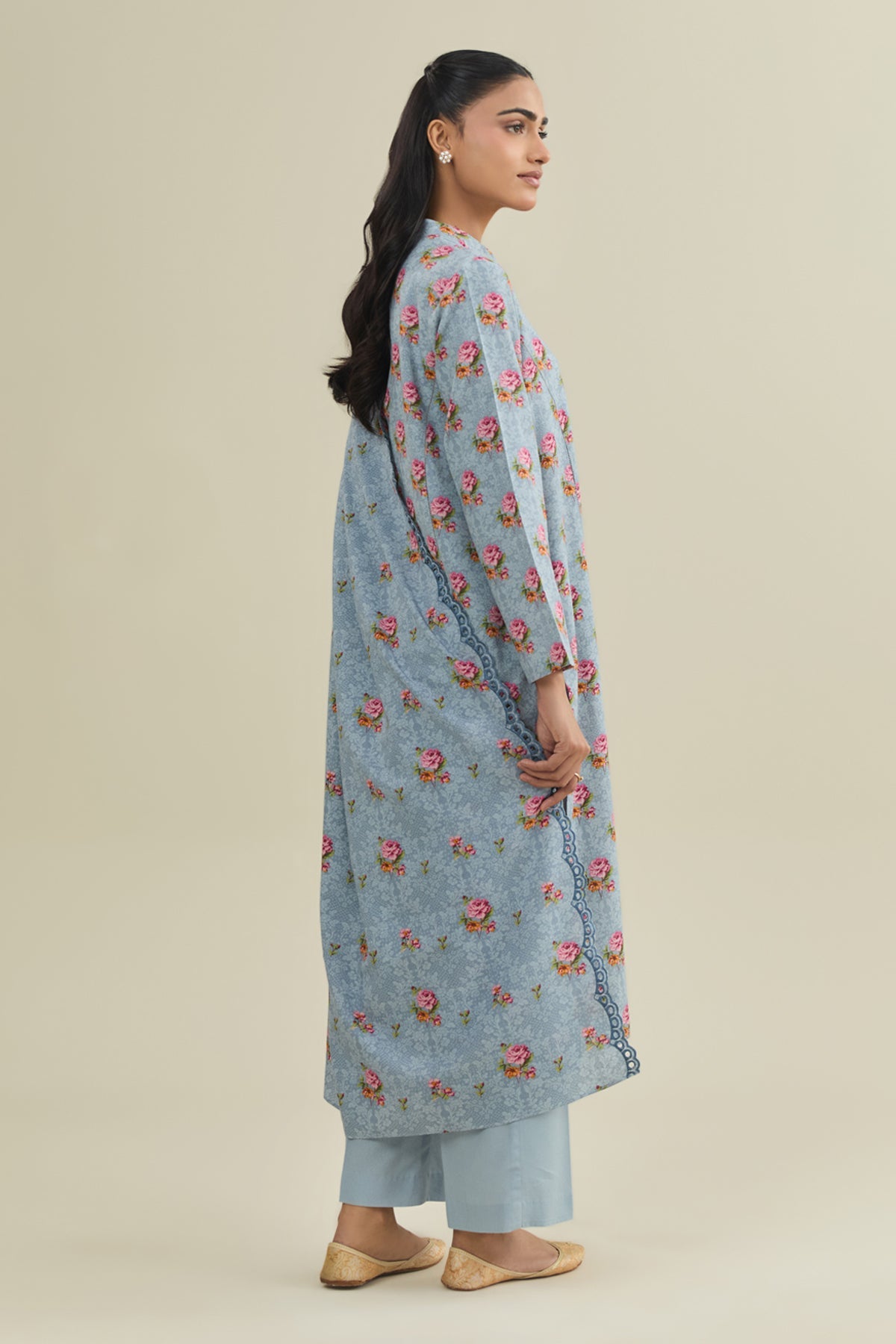 3 Piece - Printed & Embroidered Suit - C6447 - Shop Now at Kayseria